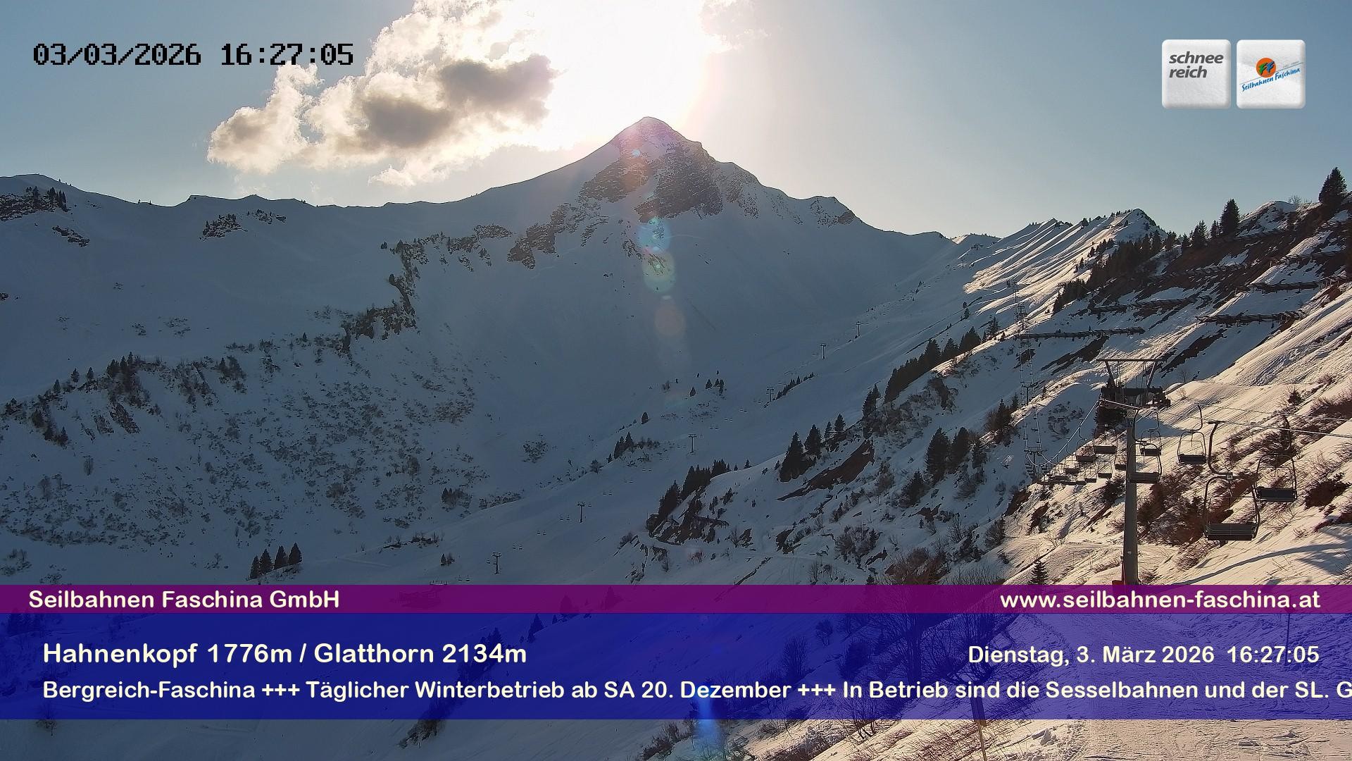 Archiv Foto Webcam Blick auf das Glatthorn, Faschina