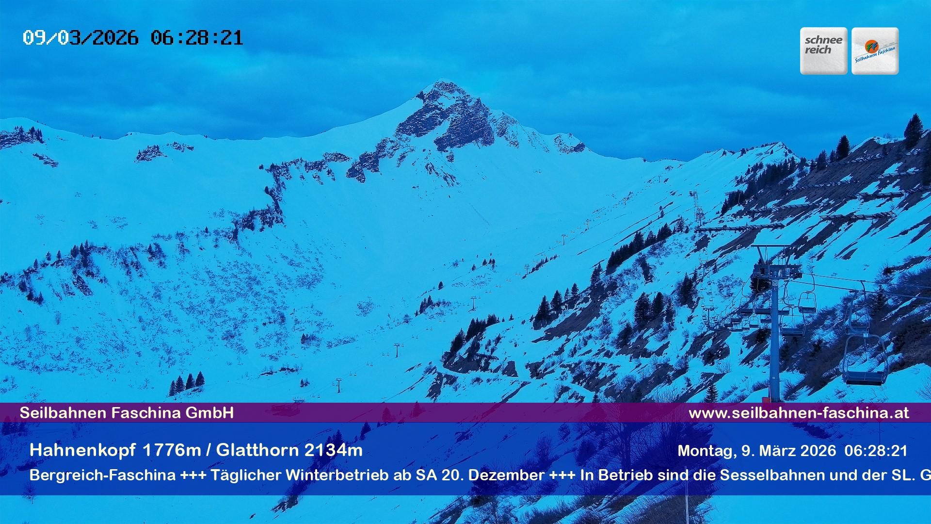 Archiv Foto Webcam Blick auf das Glatthorn, Faschina