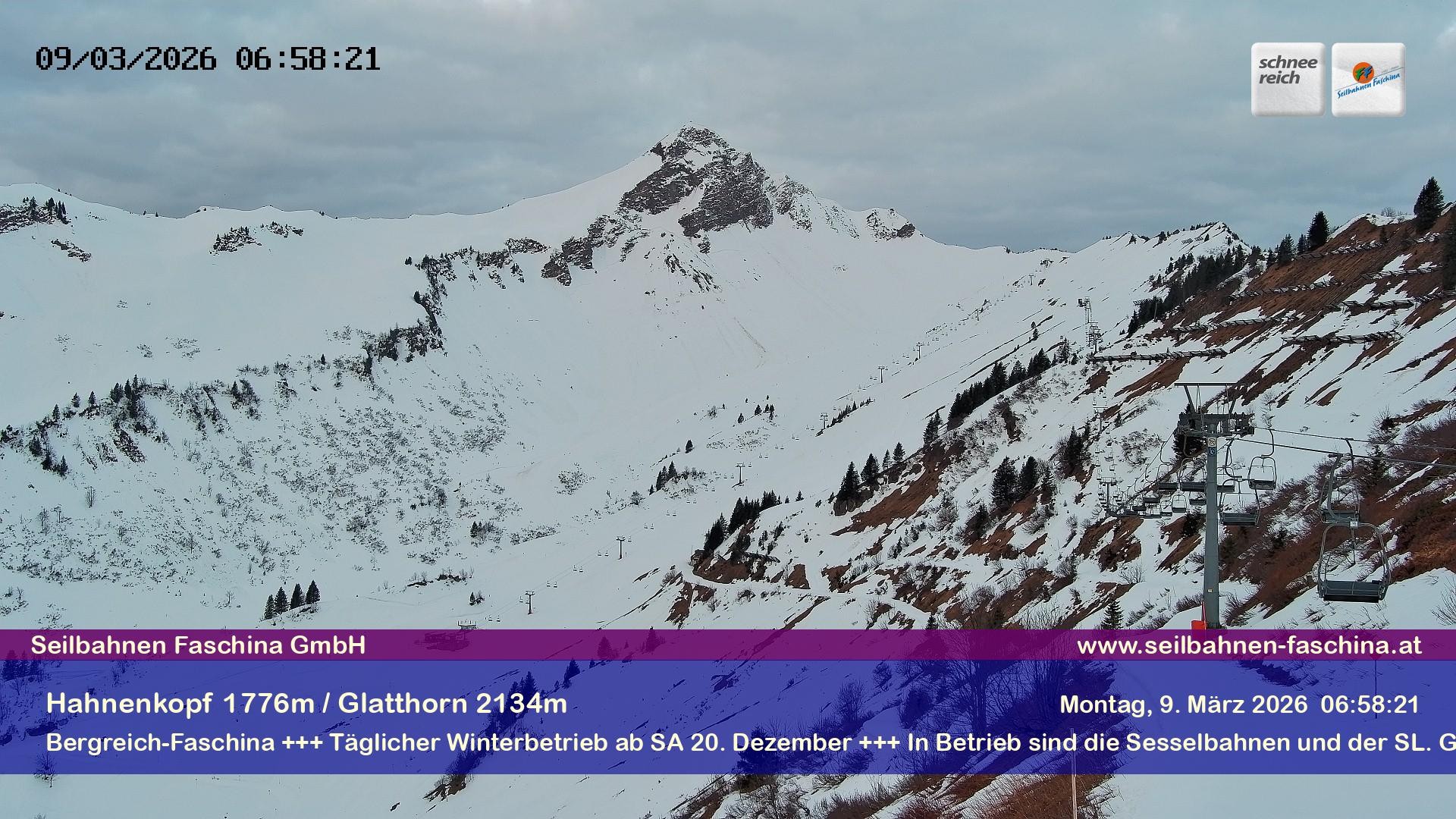 Archiv Foto Webcam Blick auf das Glatthorn, Faschina