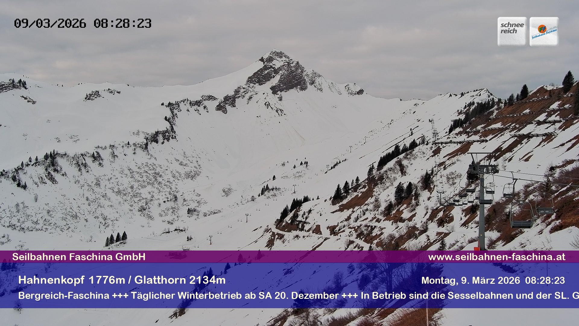 Archiv Foto Webcam Blick auf das Glatthorn, Faschina