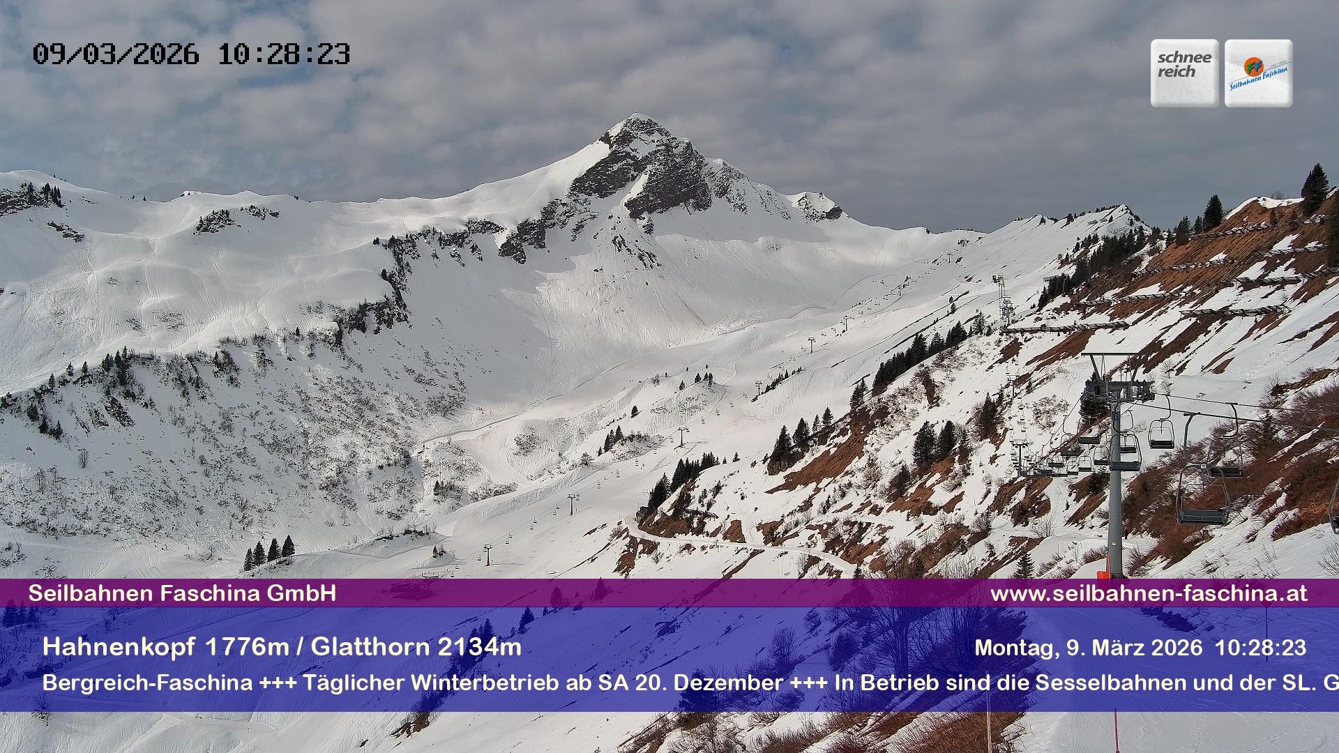 Archiv Foto Webcam Blick auf das Glatthorn, Faschina