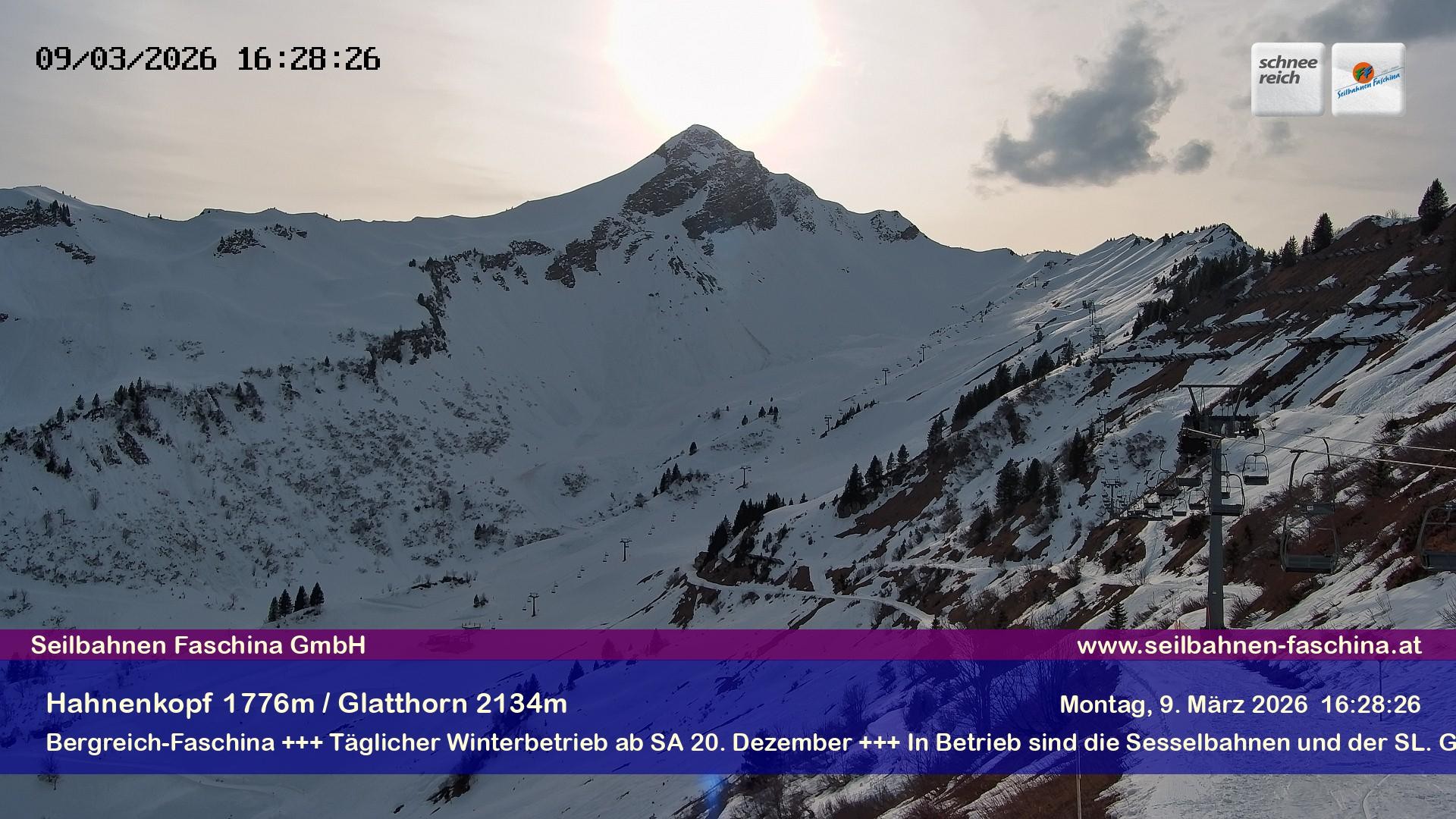 Archiv Foto Webcam Blick auf das Glatthorn, Faschina