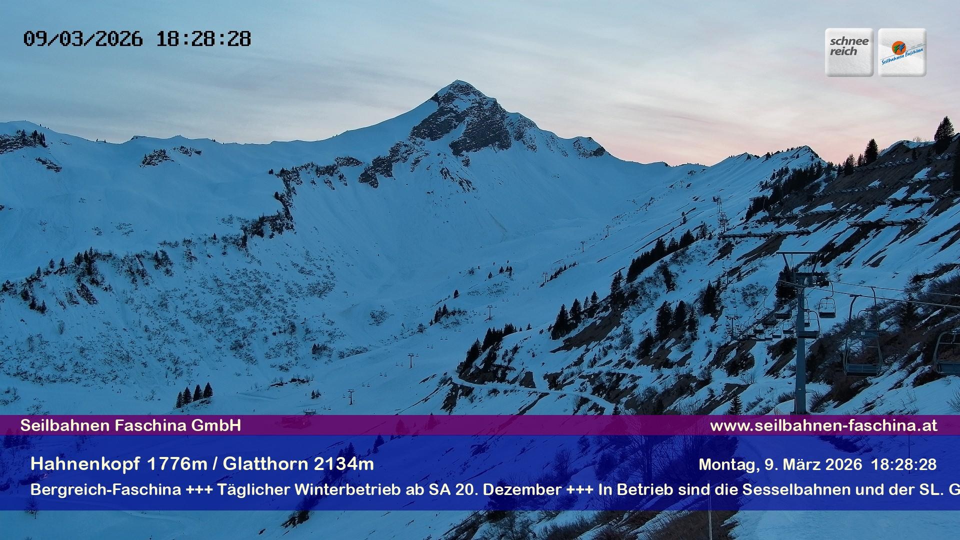 Archiv Foto Webcam Blick auf das Glatthorn, Faschina