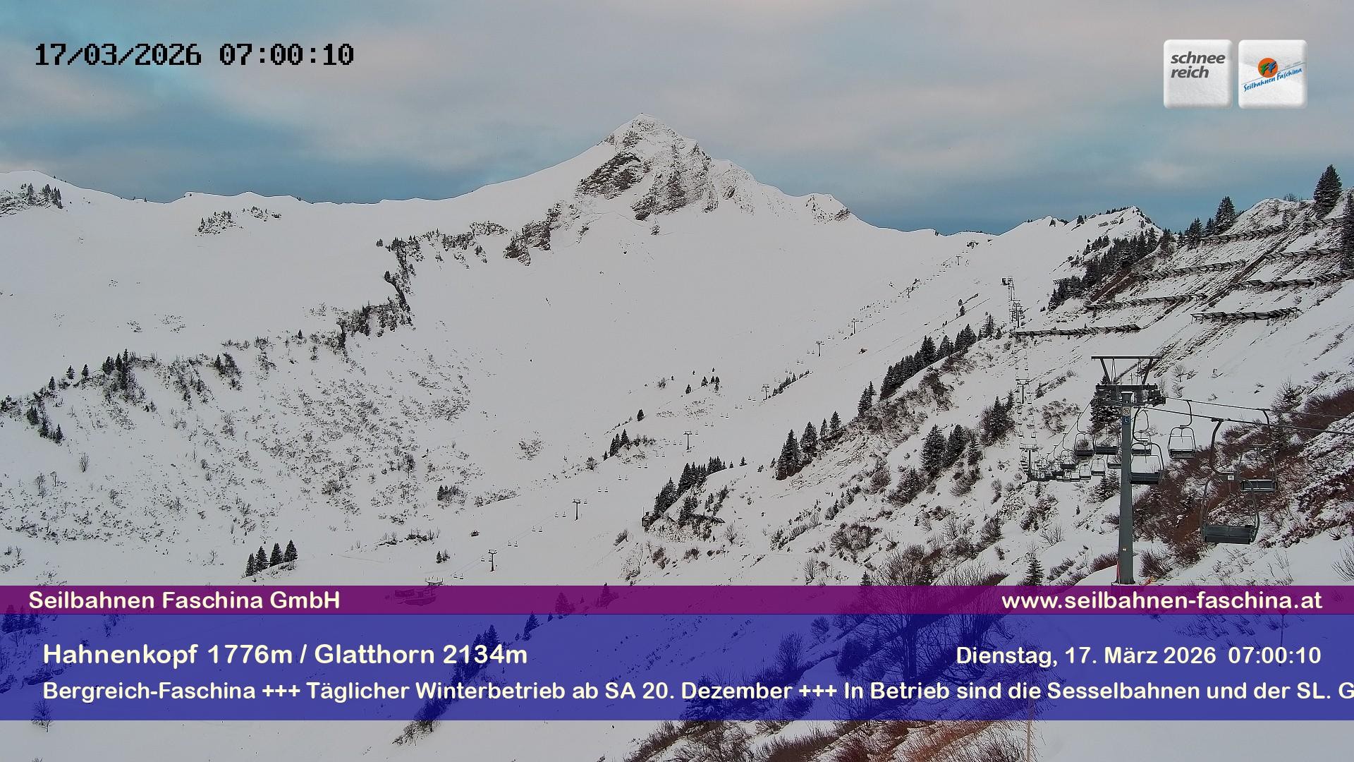 Archiv Foto Webcam Blick auf das Glatthorn, Faschina