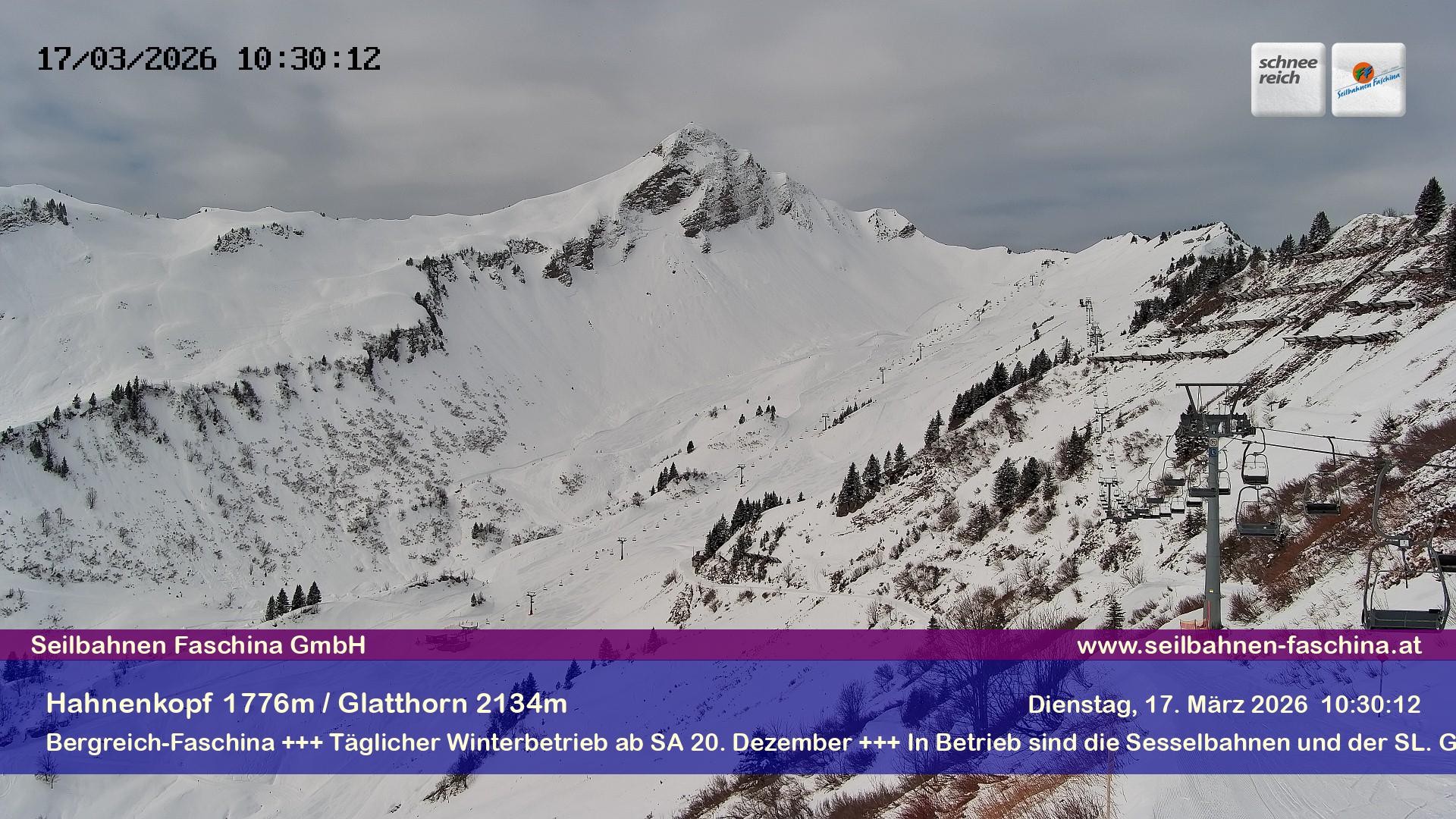Archiv Foto Webcam Blick auf das Glatthorn, Faschina