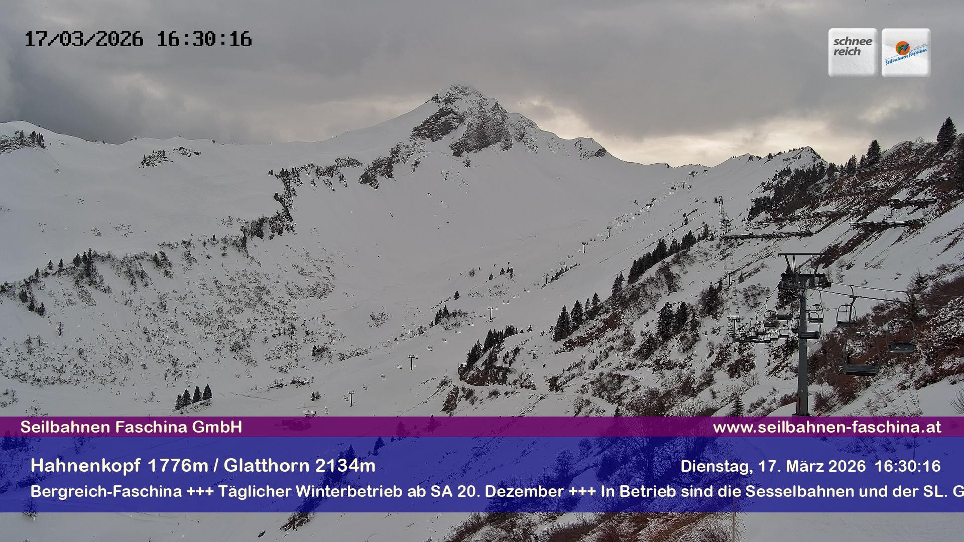 Archiv Foto Webcam Blick auf das Glatthorn, Faschina