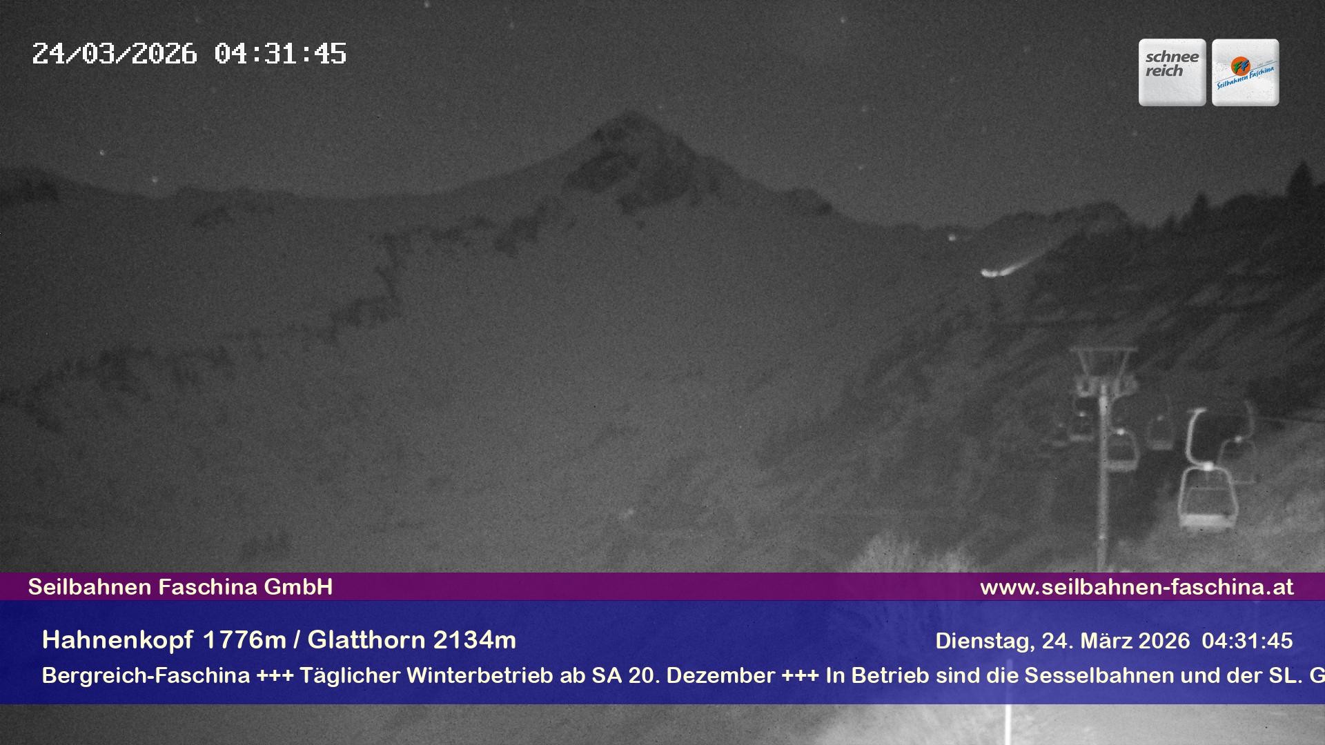 Archiv Foto Webcam Blick auf das Glatthorn, Faschina