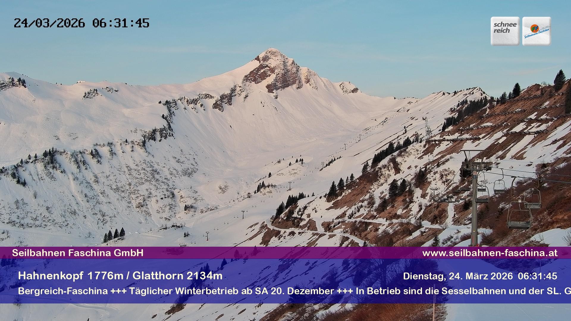 Archiv Foto Webcam Blick auf das Glatthorn, Faschina