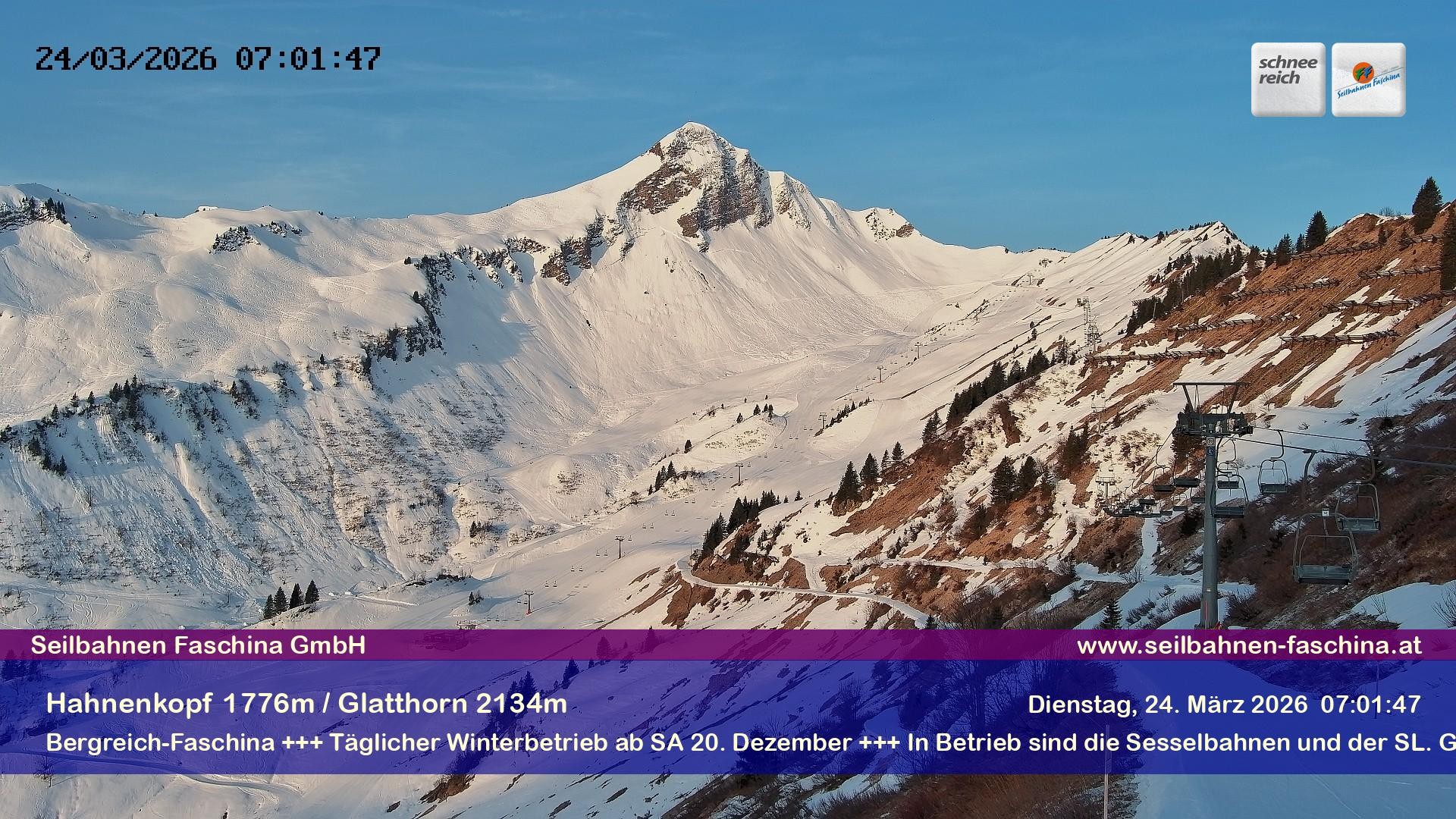 Archiv Foto Webcam Blick auf das Glatthorn, Faschina