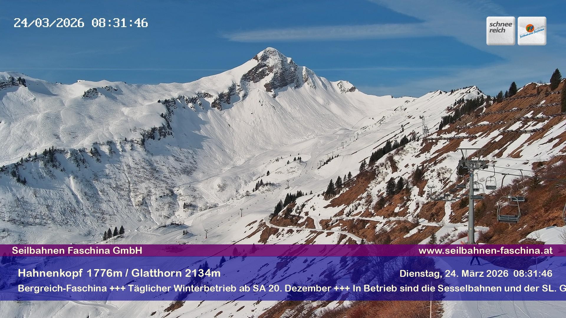 Archiv Foto Webcam Blick auf das Glatthorn, Faschina