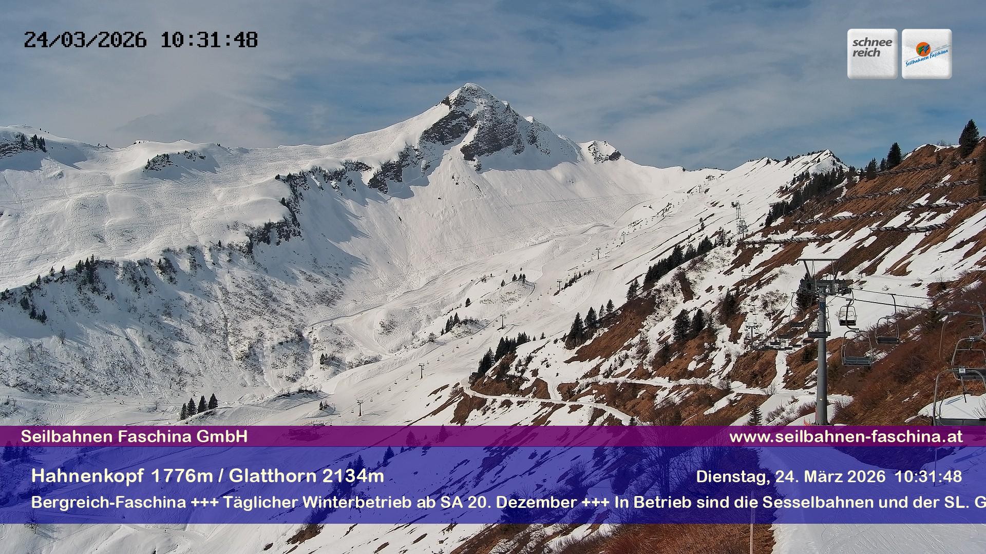 Archiv Foto Webcam Blick auf das Glatthorn, Faschina