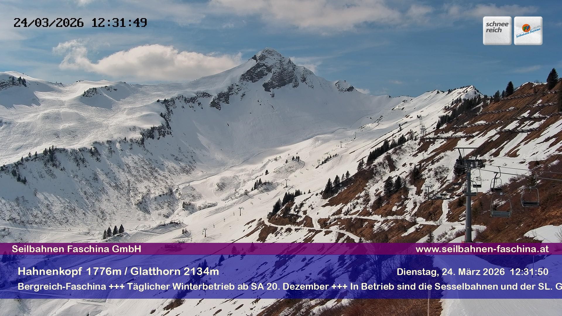 Archiv Foto Webcam Blick auf das Glatthorn, Faschina