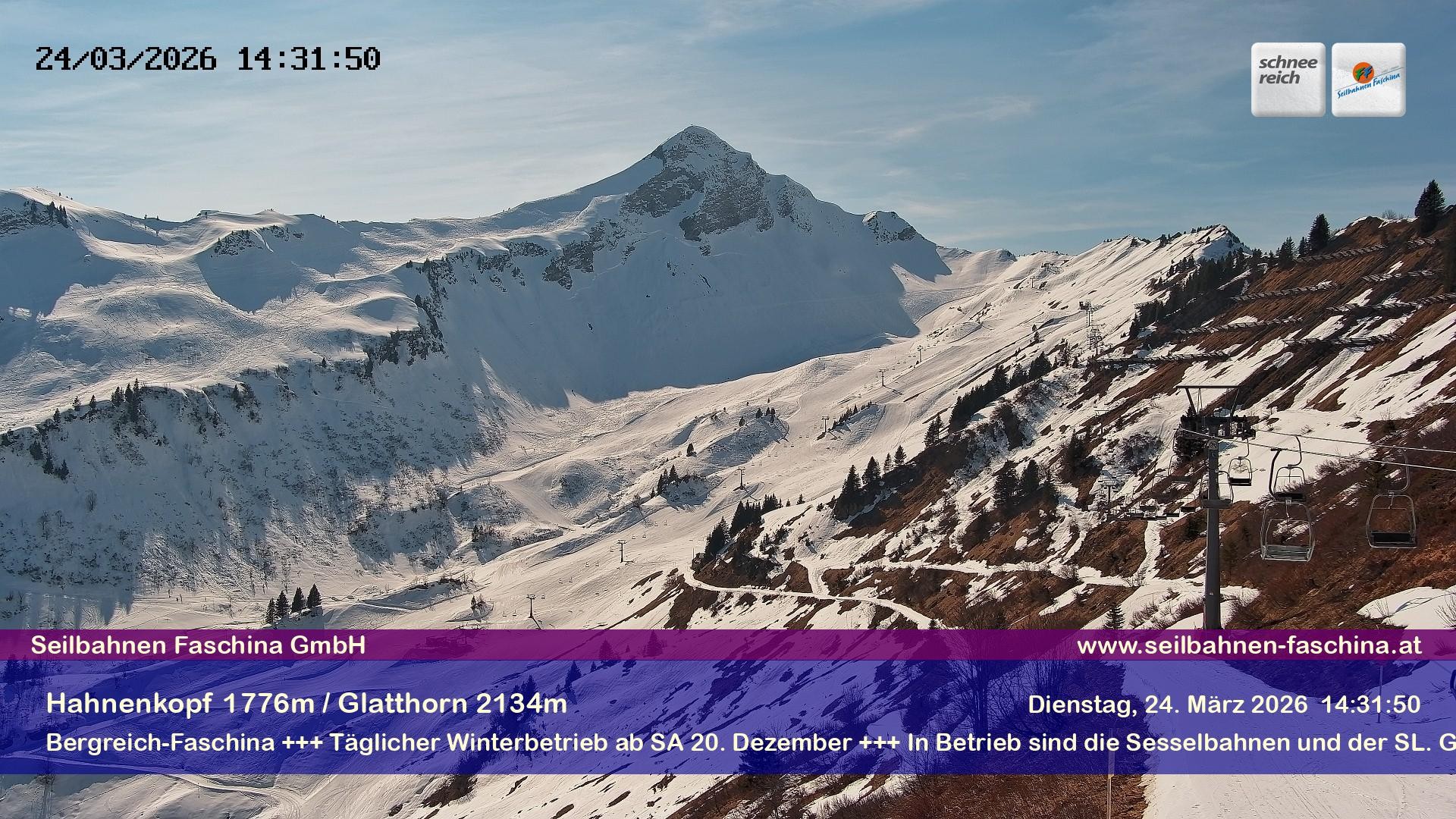 Archiv Foto Webcam Blick auf das Glatthorn, Faschina