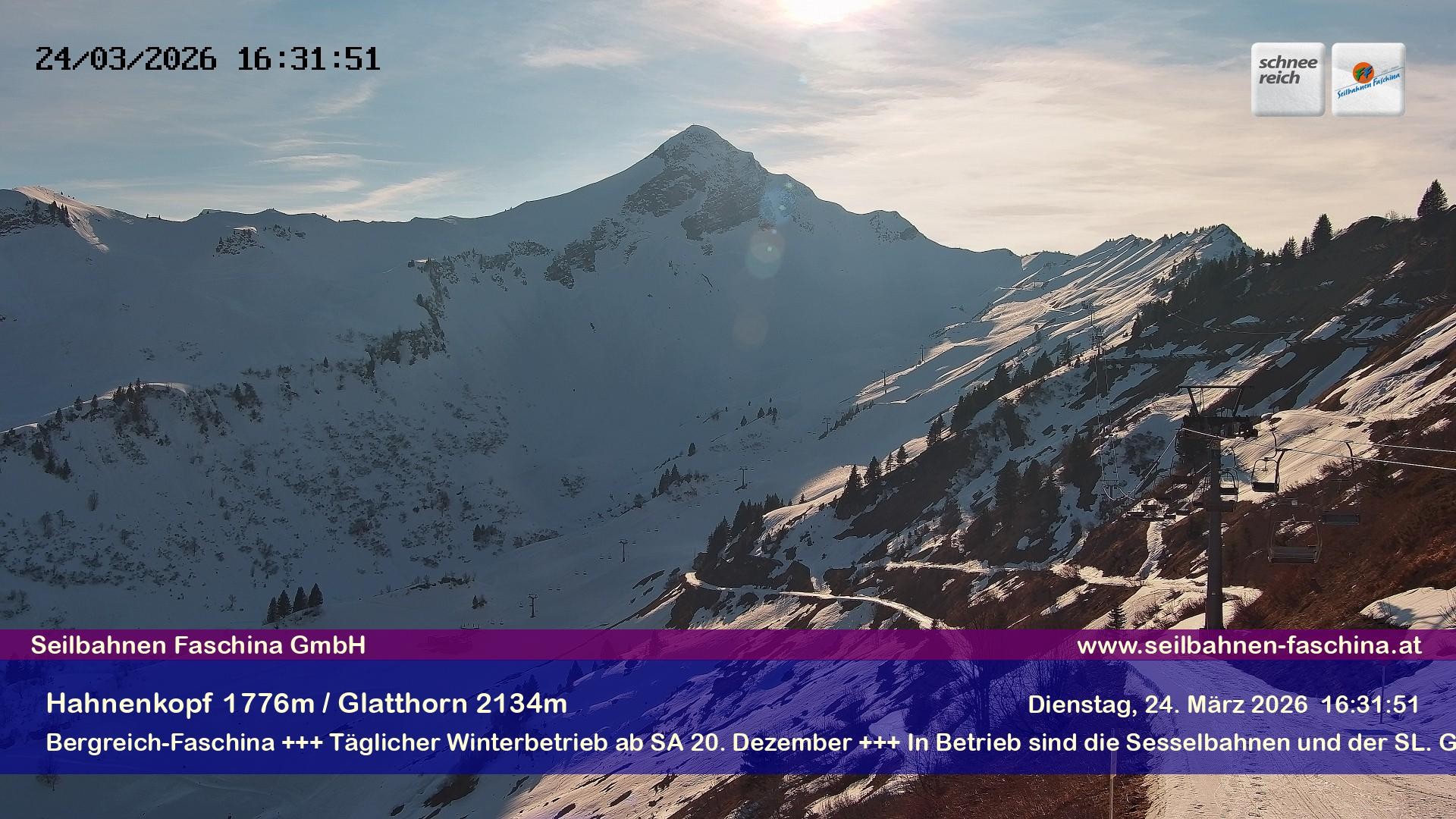 Archiv Foto Webcam Blick auf das Glatthorn, Faschina