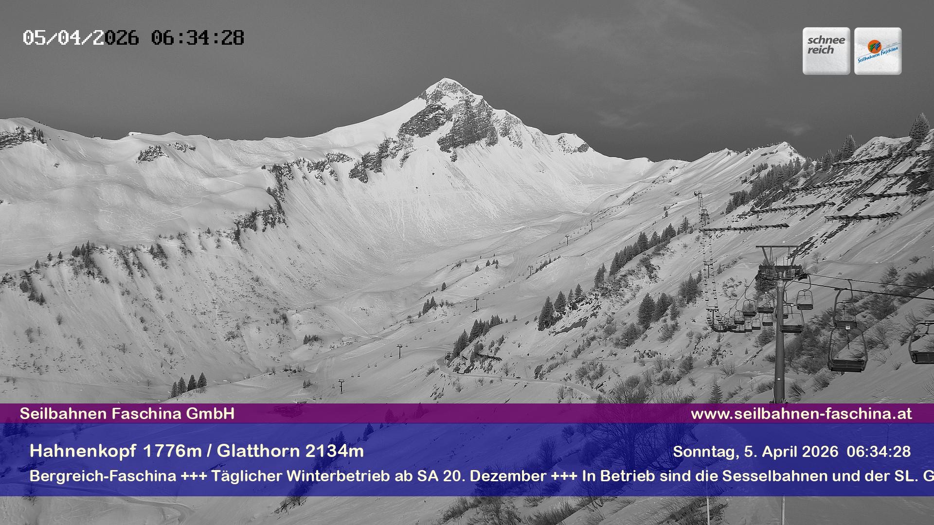 Archiv Foto Webcam Blick auf das Glatthorn, Faschina