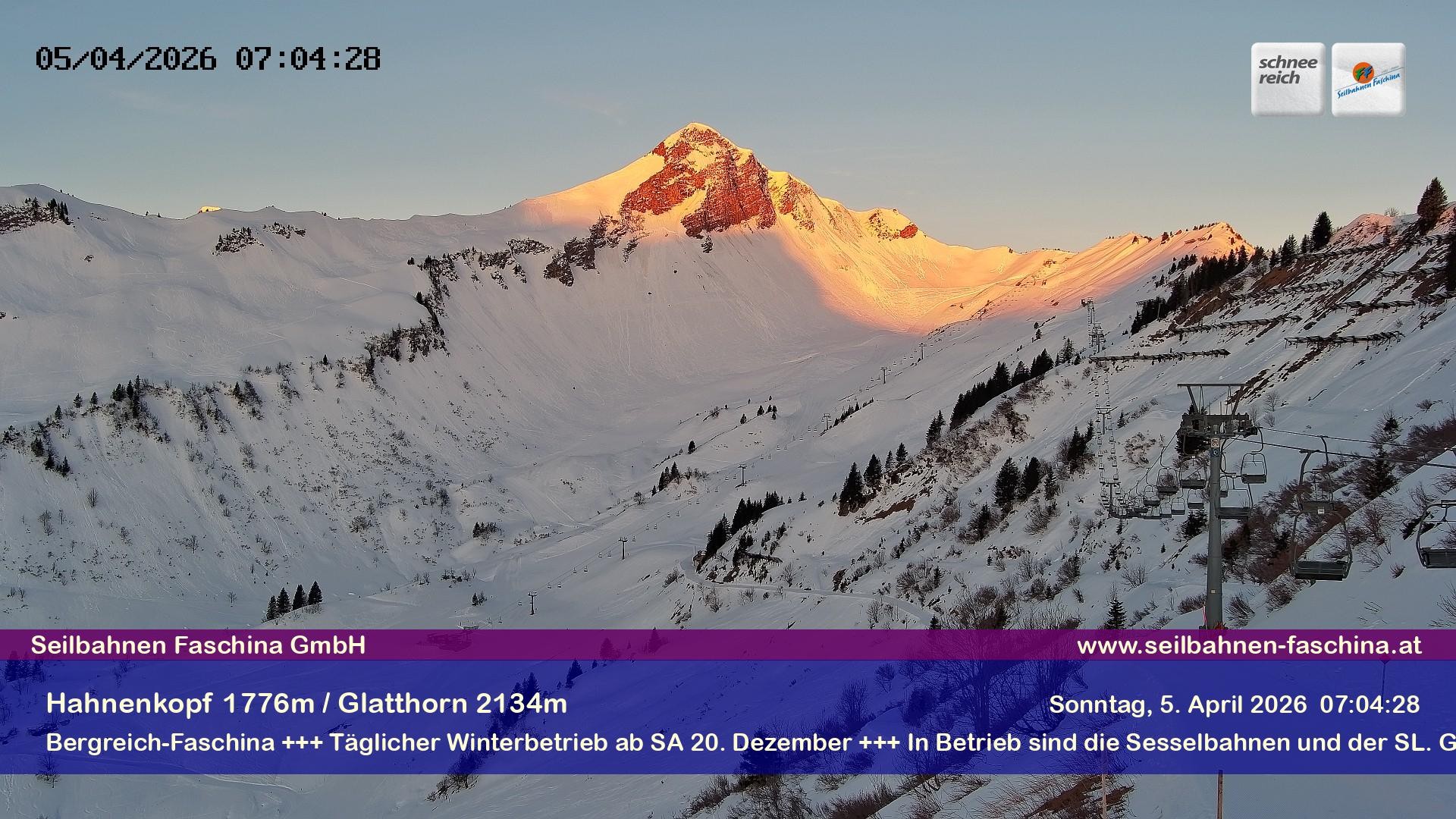 Archiv Foto Webcam Blick auf das Glatthorn, Faschina