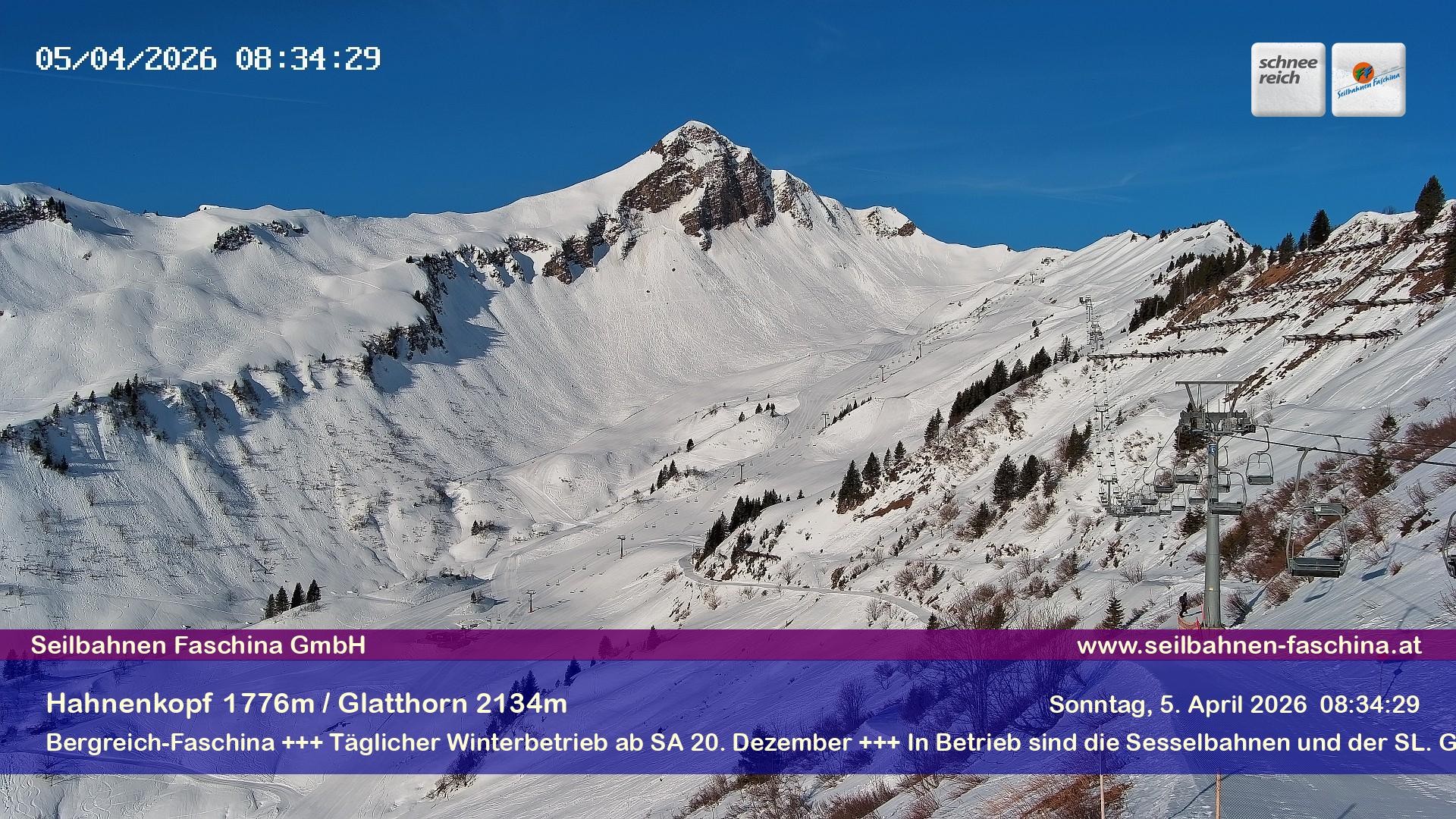 Archiv Foto Webcam Blick auf das Glatthorn, Faschina