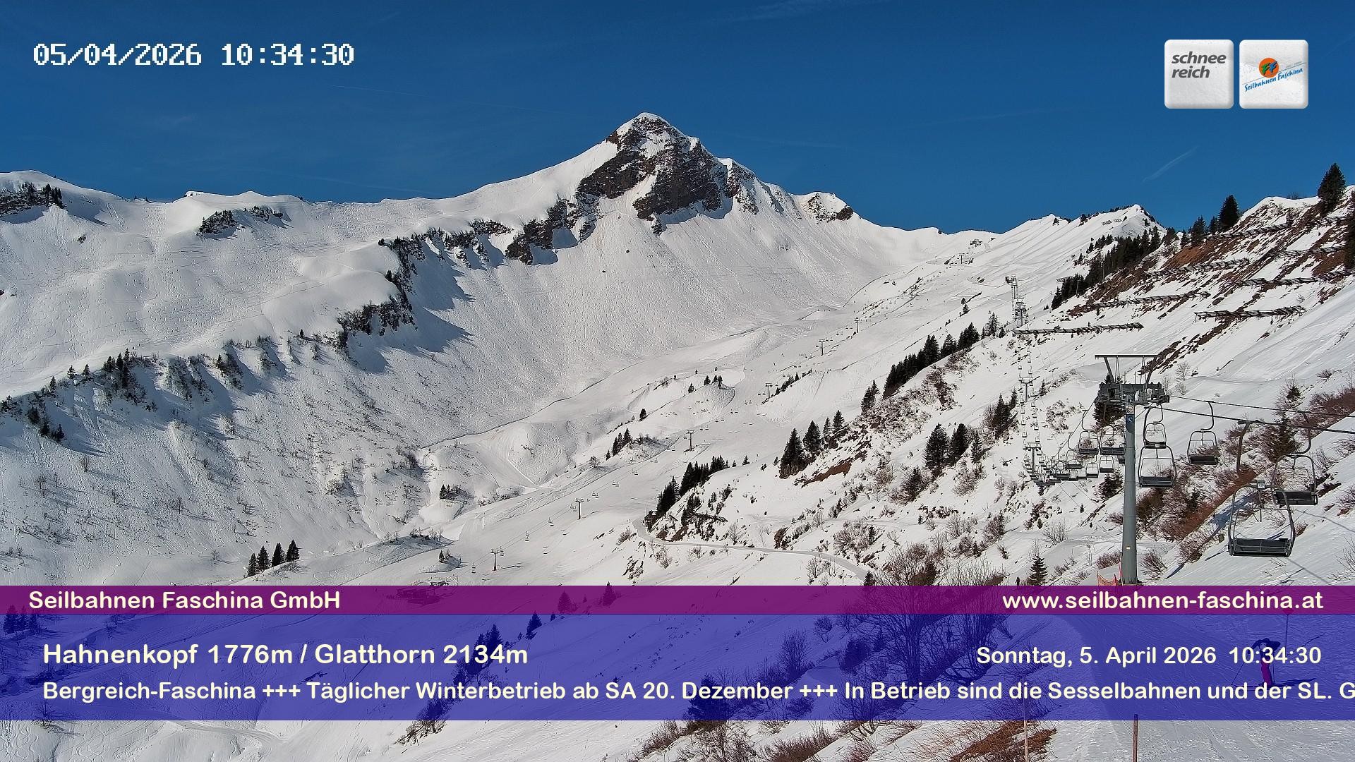 Archiv Foto Webcam Blick auf das Glatthorn, Faschina