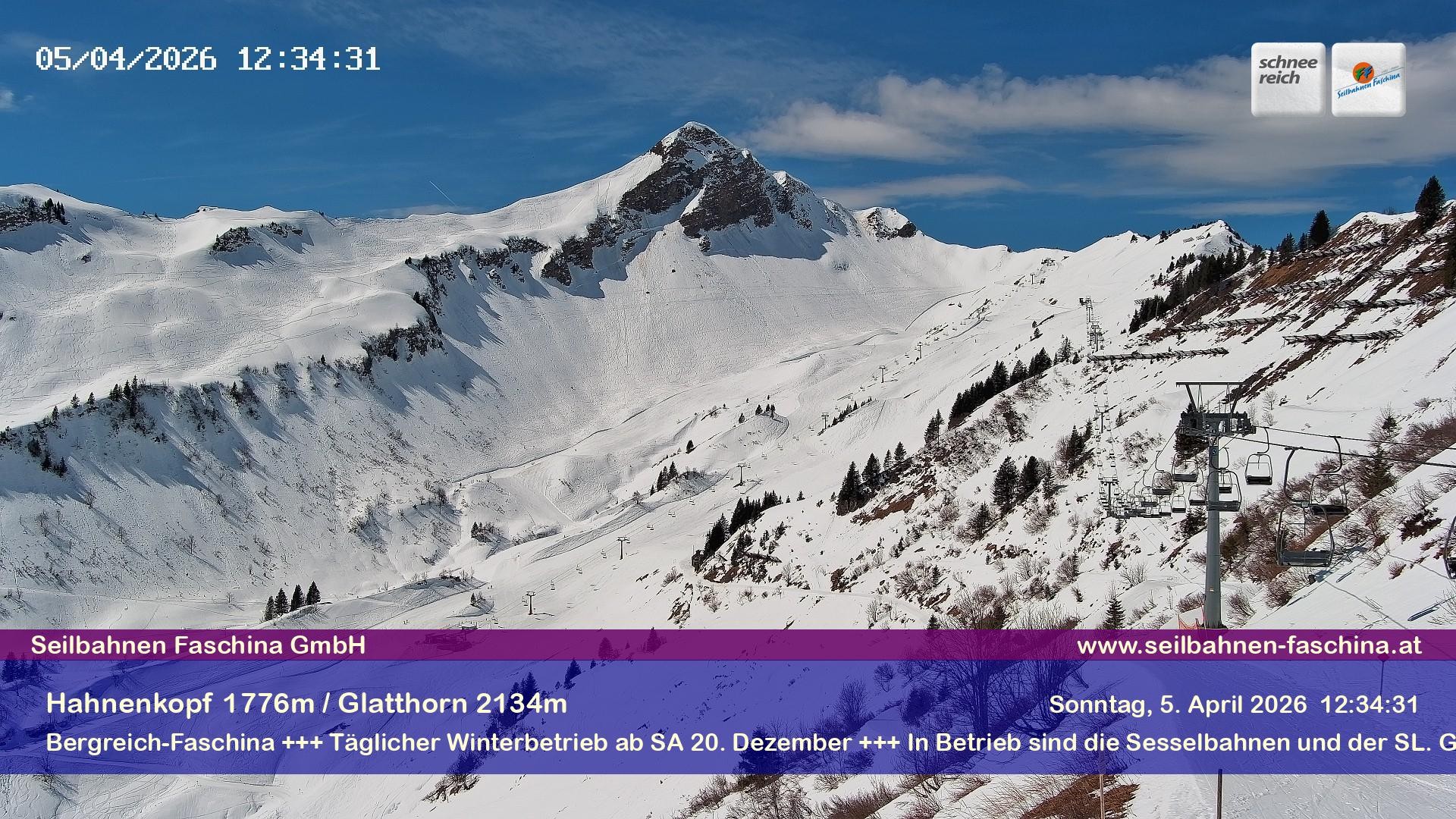 Archiv Foto Webcam Blick auf das Glatthorn, Faschina