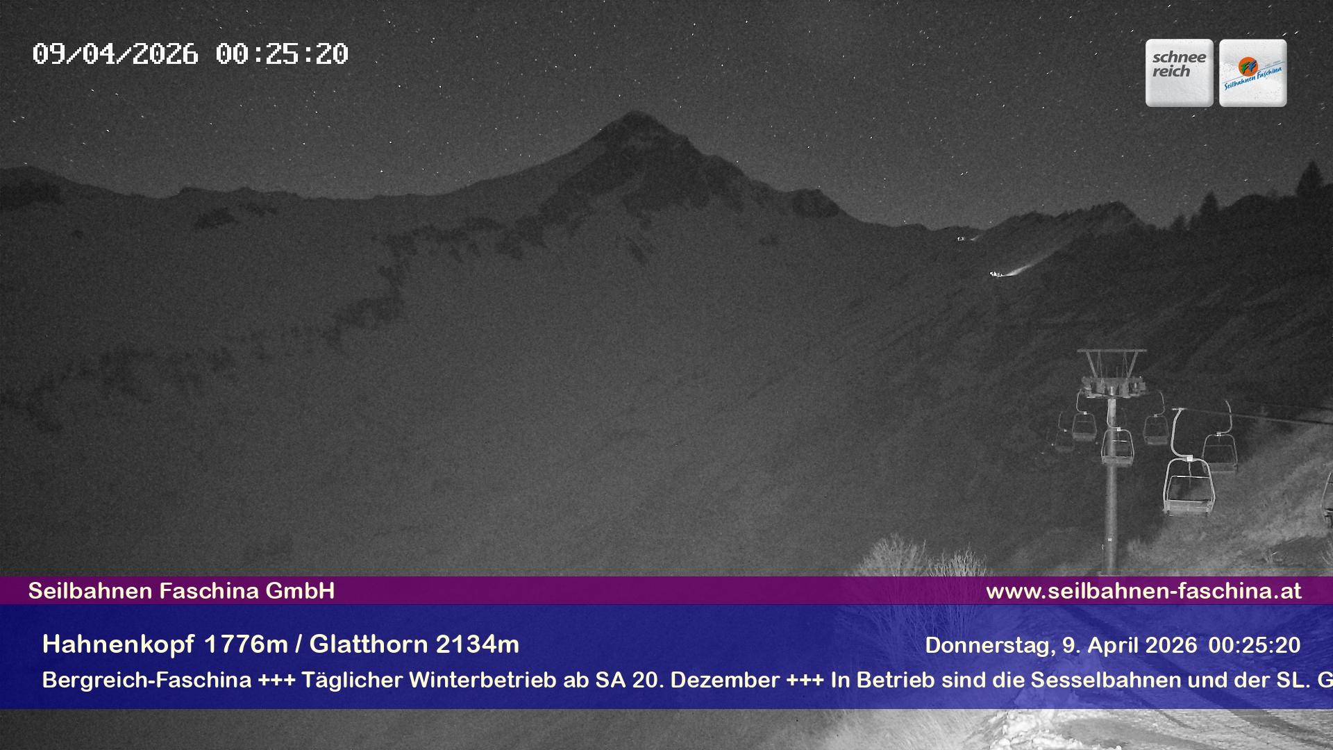 Archiv Foto Webcam Blick auf das Glatthorn, Faschina