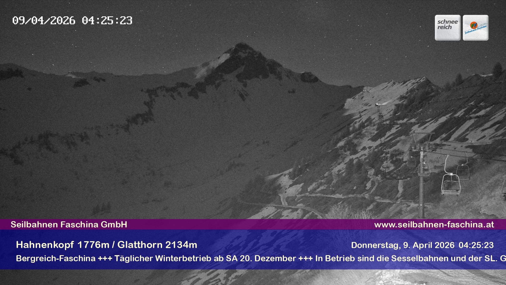 Archiv Foto Webcam Blick auf das Glatthorn, Faschina