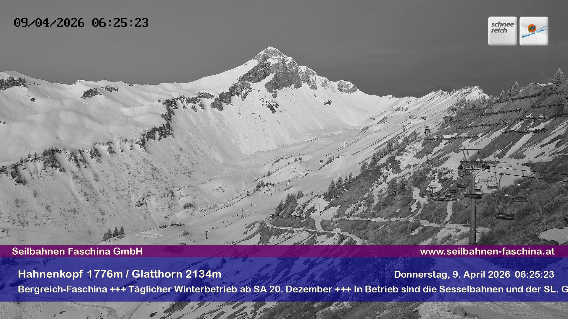 Archiv Foto Webcam Blick auf das Glatthorn, Faschina