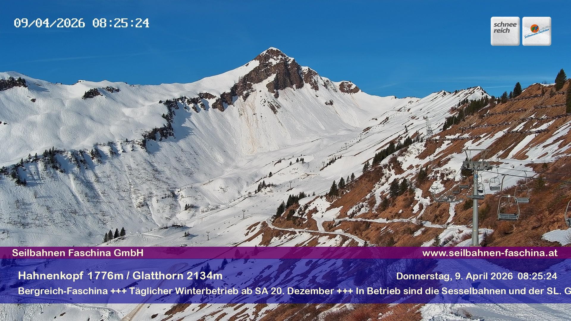 Archiv Foto Webcam Blick auf das Glatthorn, Faschina