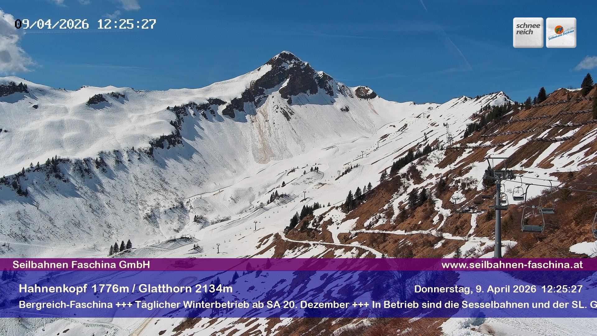 Archiv Foto Webcam Blick auf das Glatthorn, Faschina