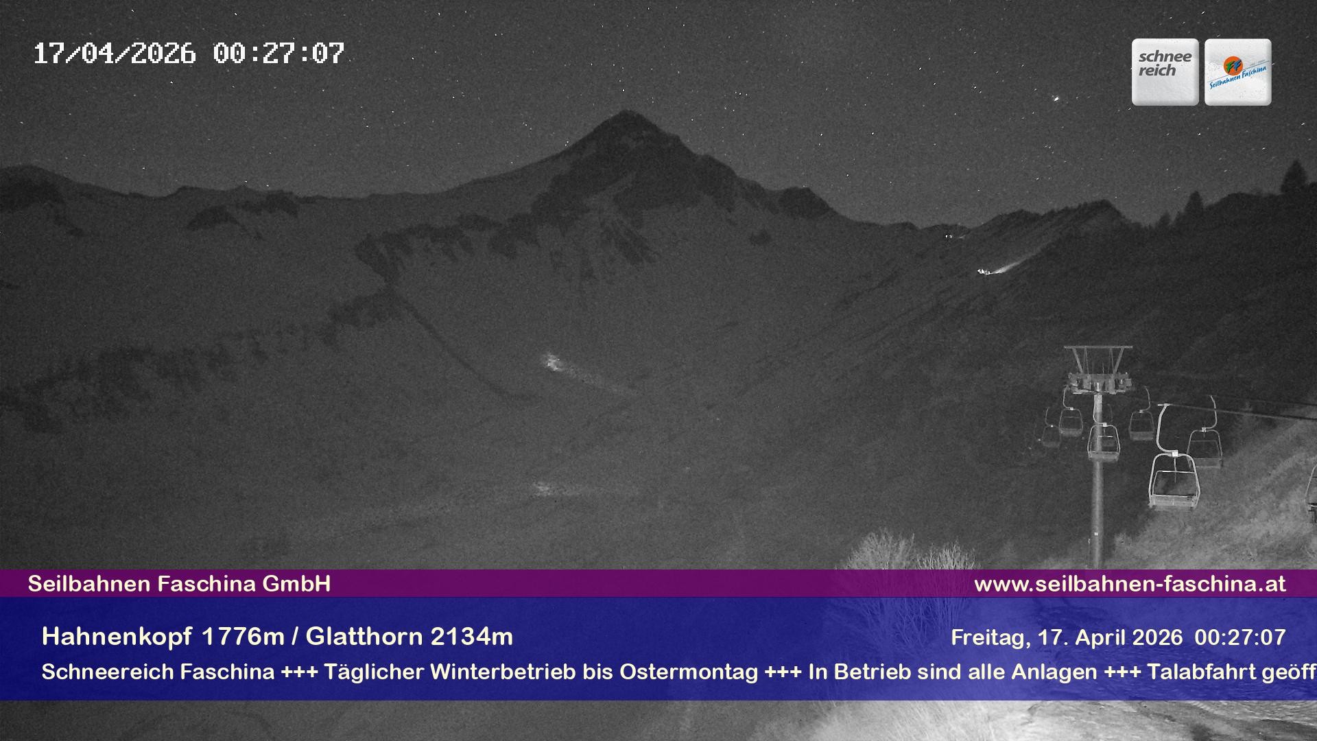 Archiv Foto Webcam Blick auf das Glatthorn, Faschina