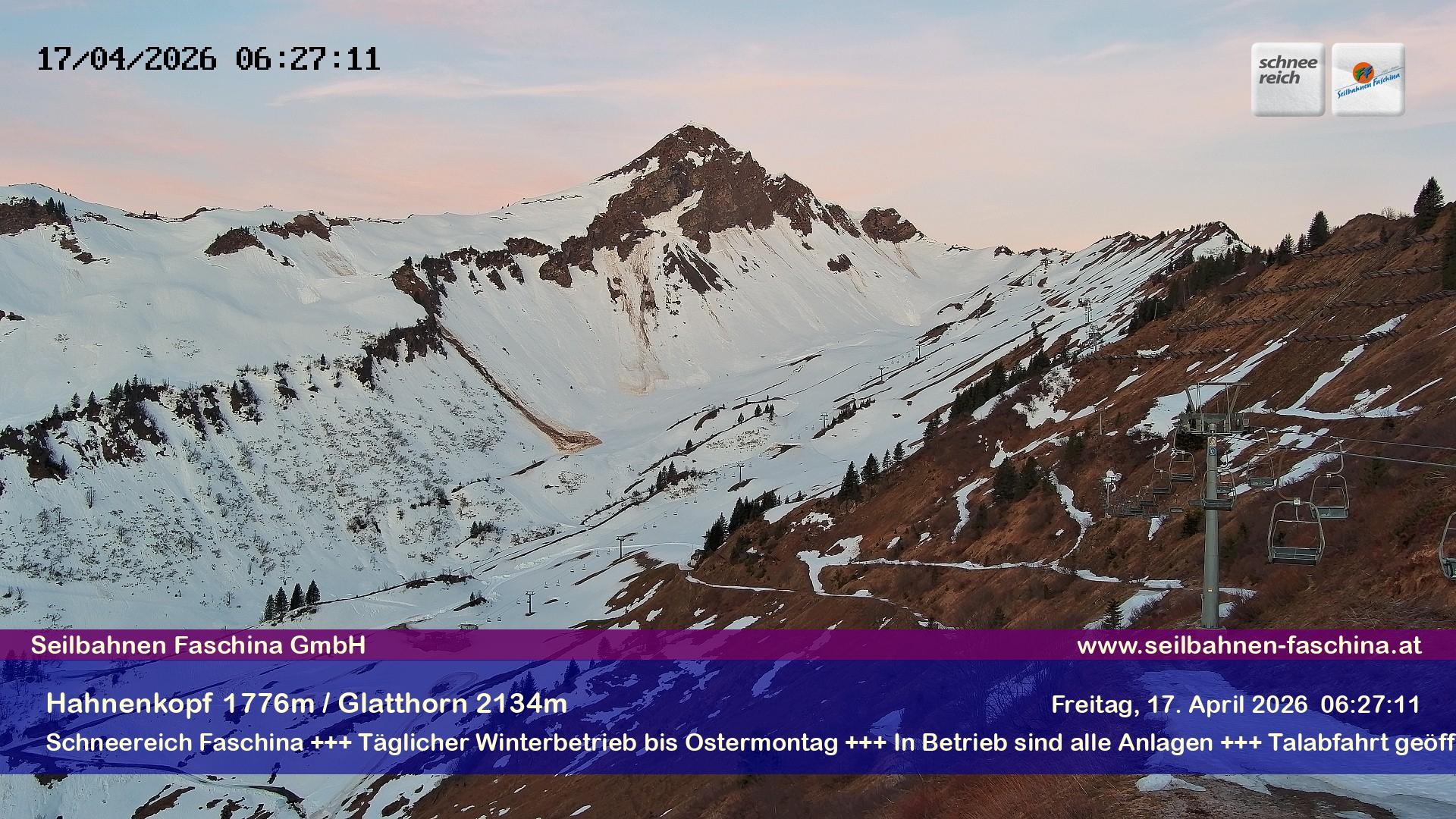 Archiv Foto Webcam Blick auf das Glatthorn, Faschina