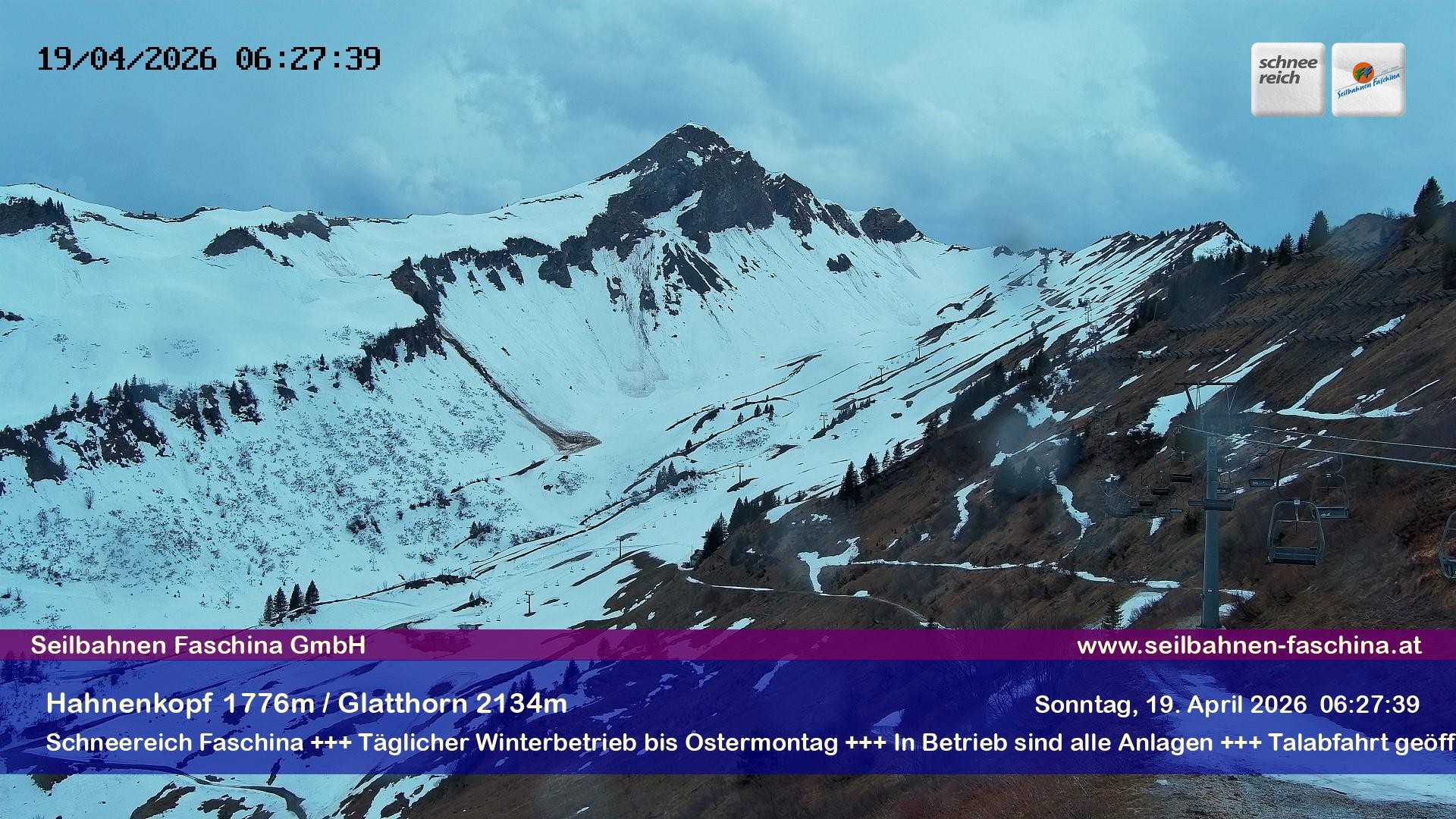 Archiv Foto Webcam Blick auf das Glatthorn, Faschina