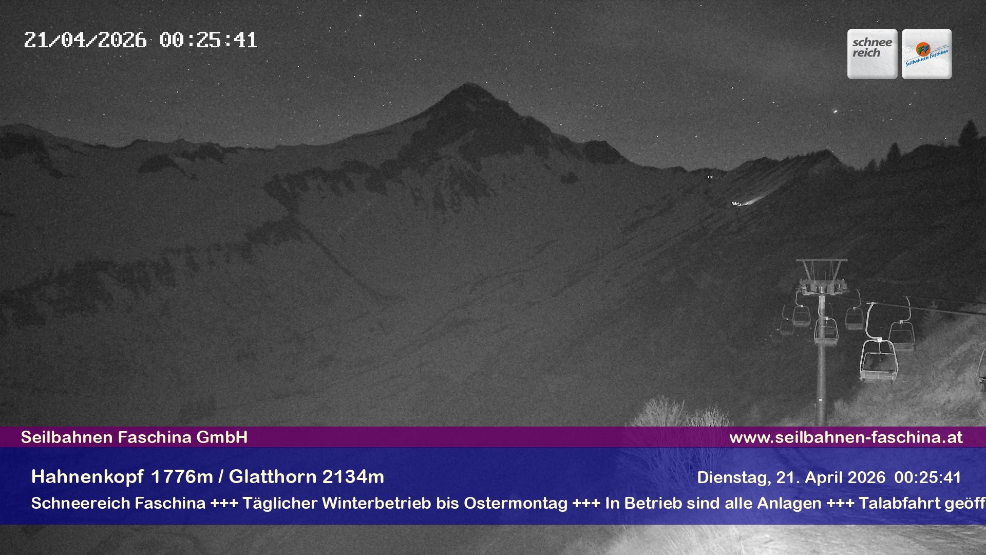 Archiv Foto Webcam Blick auf das Glatthorn, Faschina