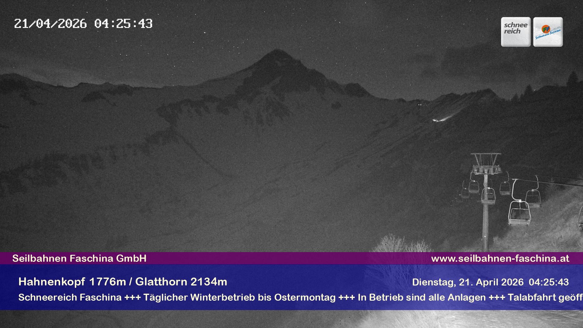 Archiv Foto Webcam Blick auf das Glatthorn, Faschina
