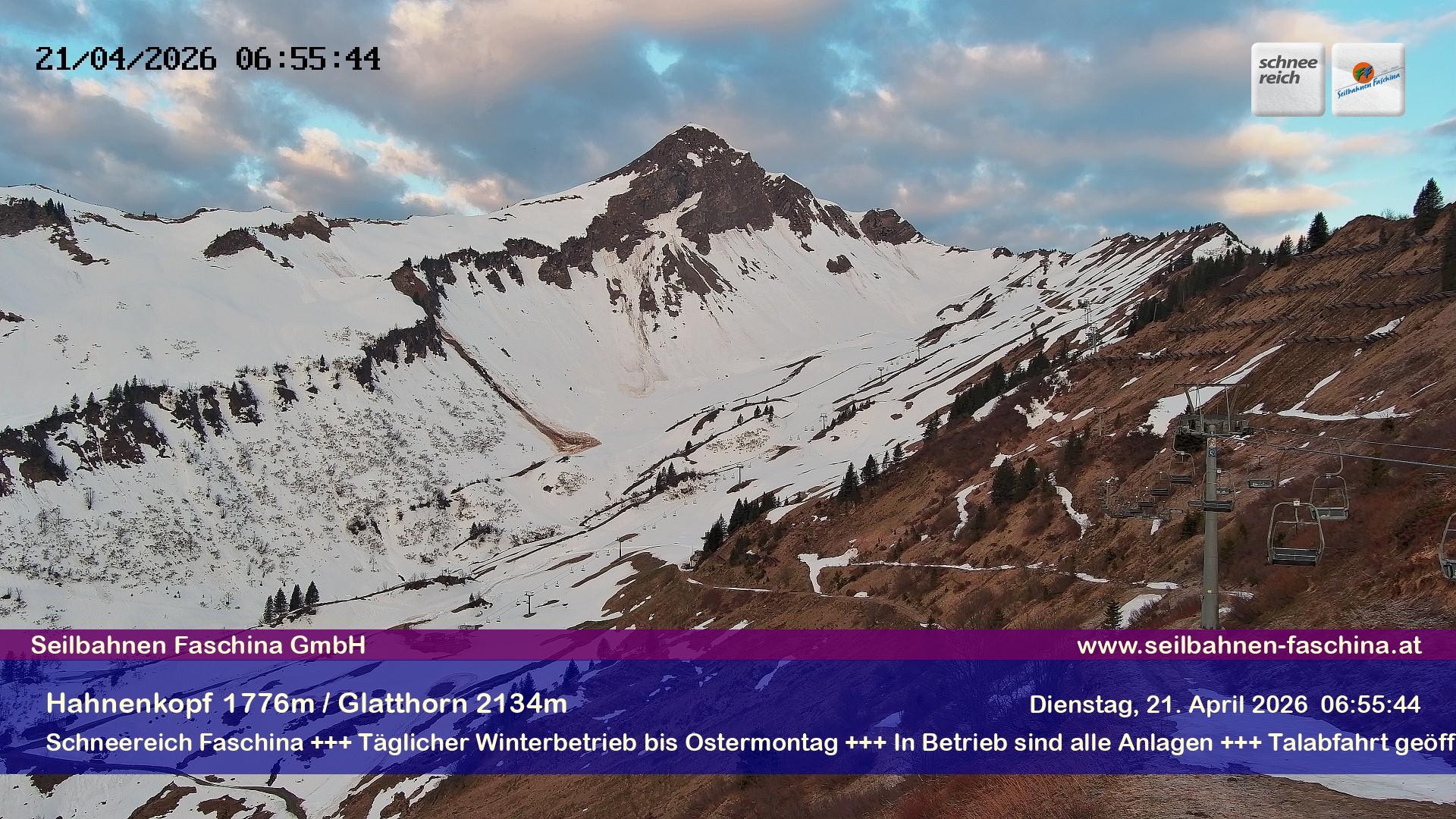 Archiv Foto Webcam Blick auf das Glatthorn, Faschina