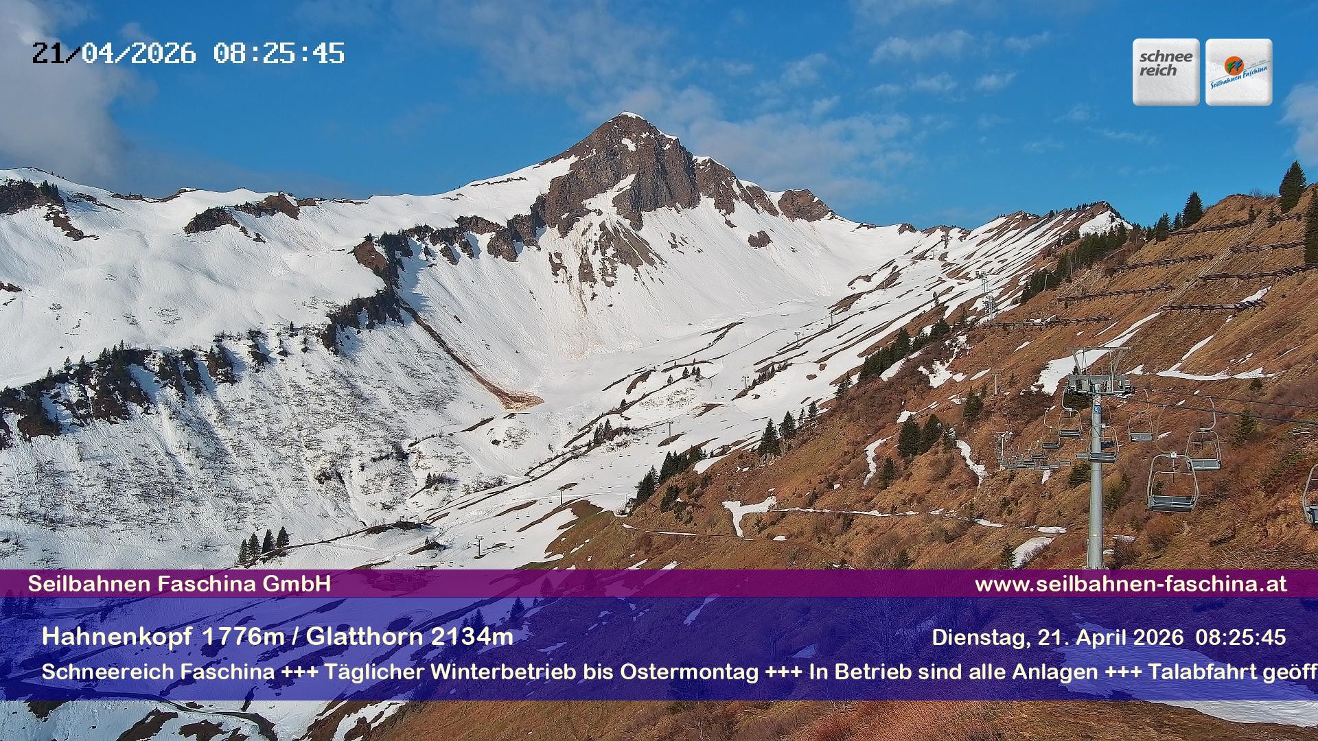 Archiv Foto Webcam Blick auf das Glatthorn, Faschina