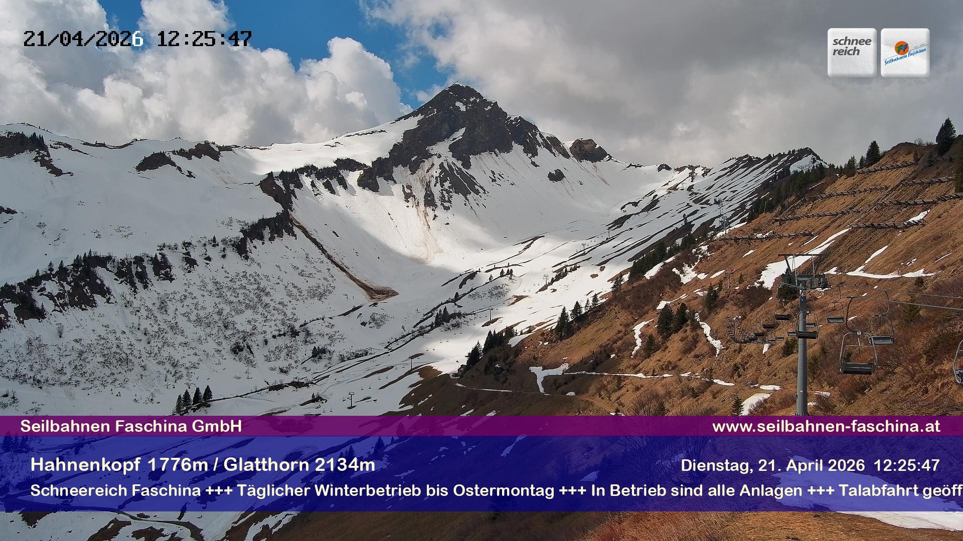Archiv Foto Webcam Blick auf das Glatthorn, Faschina