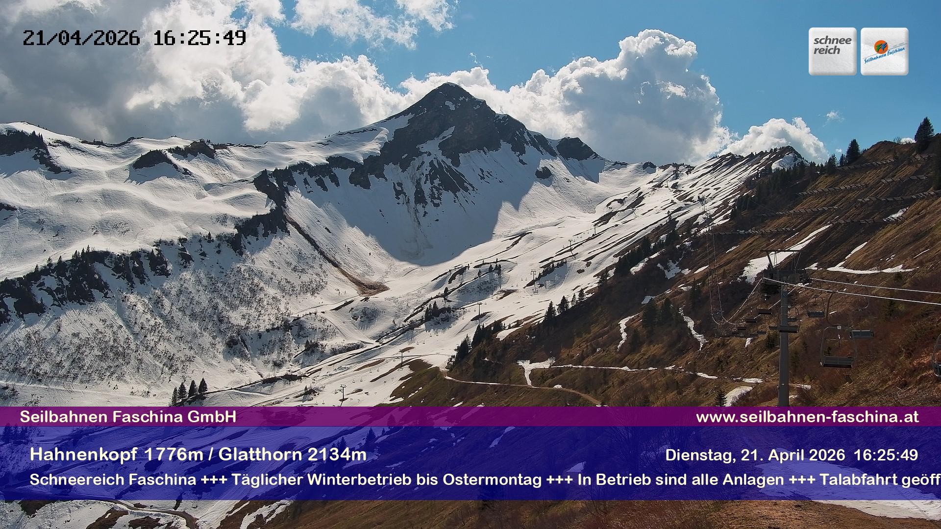 Archiv Foto Webcam Blick auf das Glatthorn, Faschina