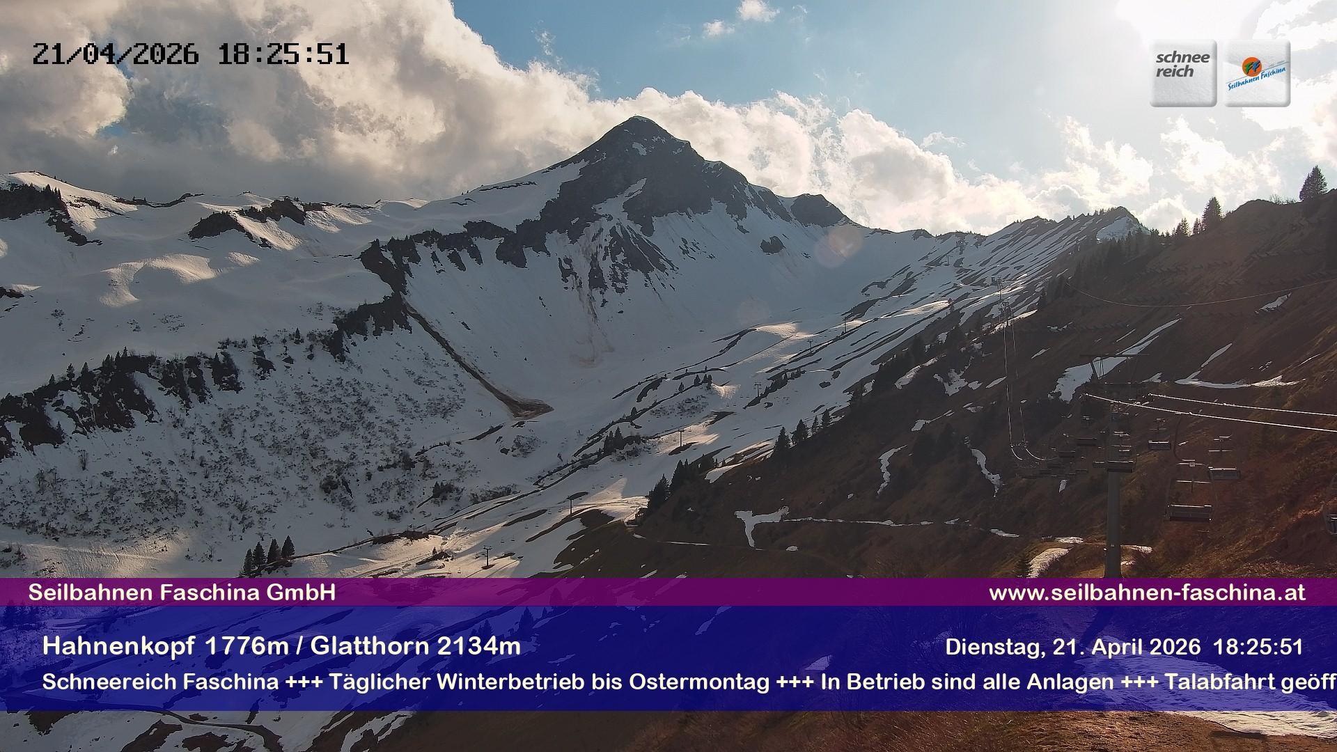 Archiv Foto Webcam Blick auf das Glatthorn, Faschina