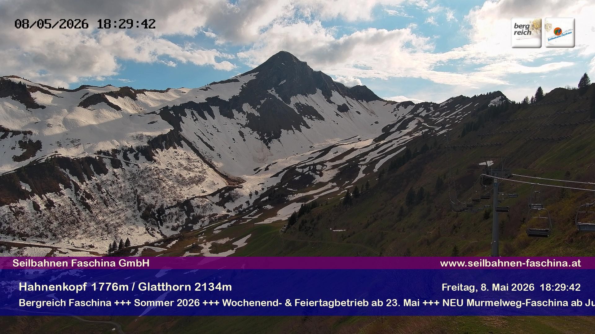 Archiv Foto Webcam Blick auf das Glatthorn, Faschina