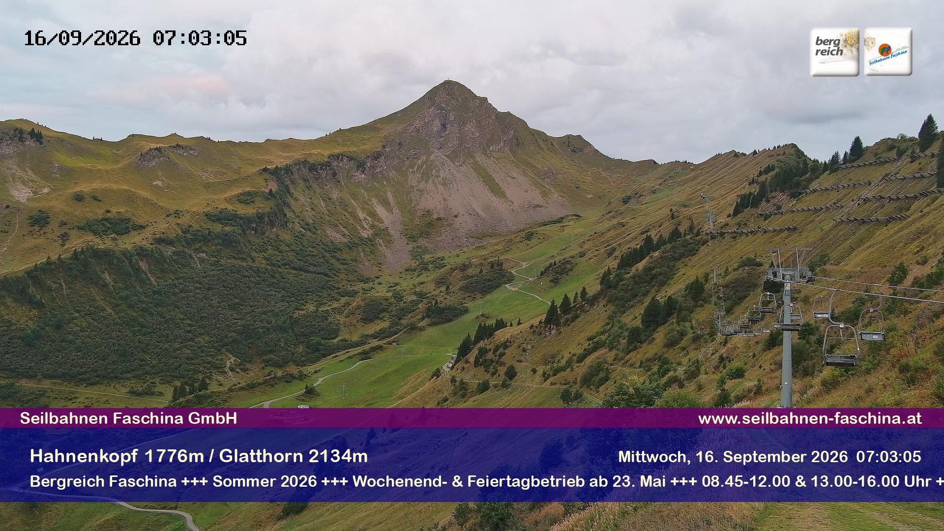Archiv Foto Webcam Blick auf das Glatthorn, Faschina