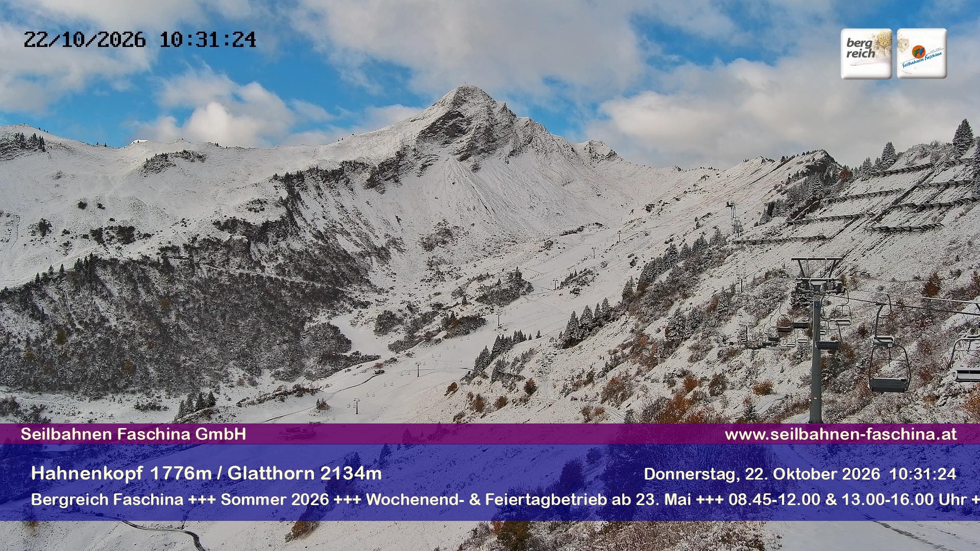 Archiv Foto Webcam Blick auf das Glatthorn, Faschina