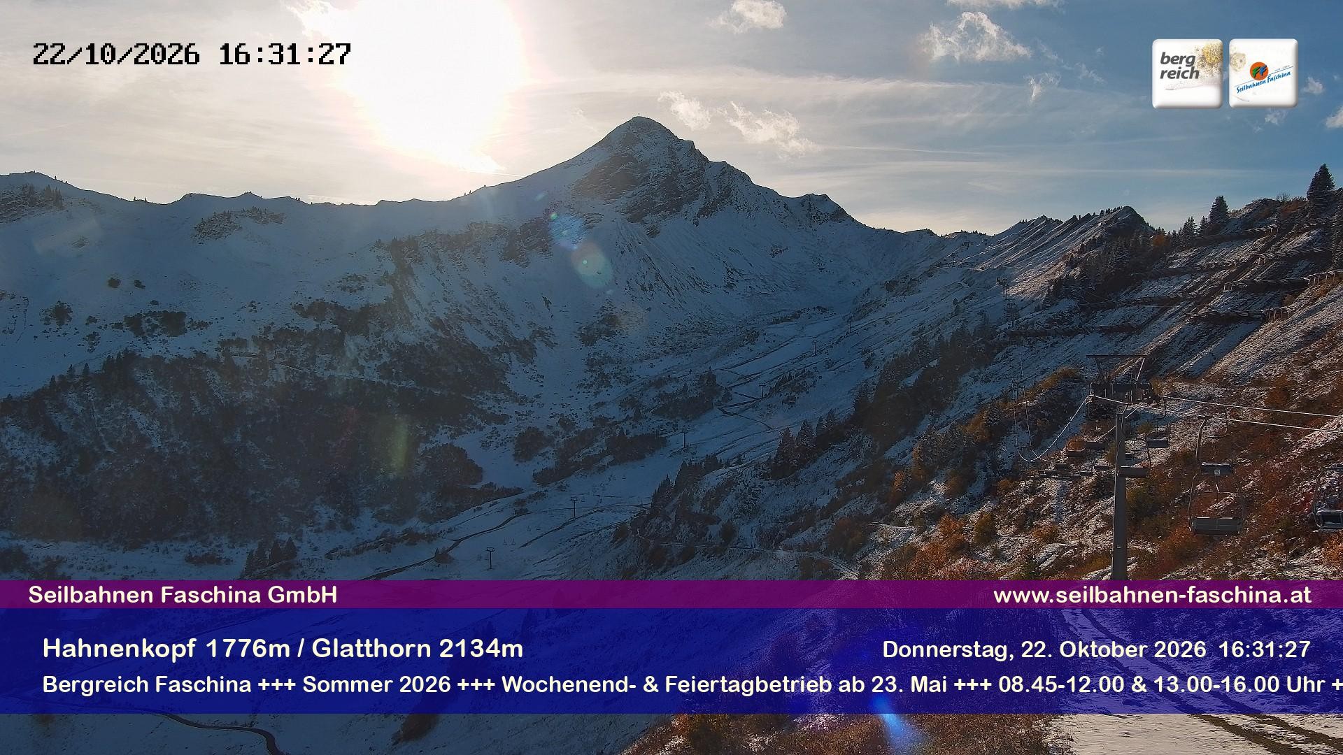 Archiv Foto Webcam Blick auf das Glatthorn, Faschina