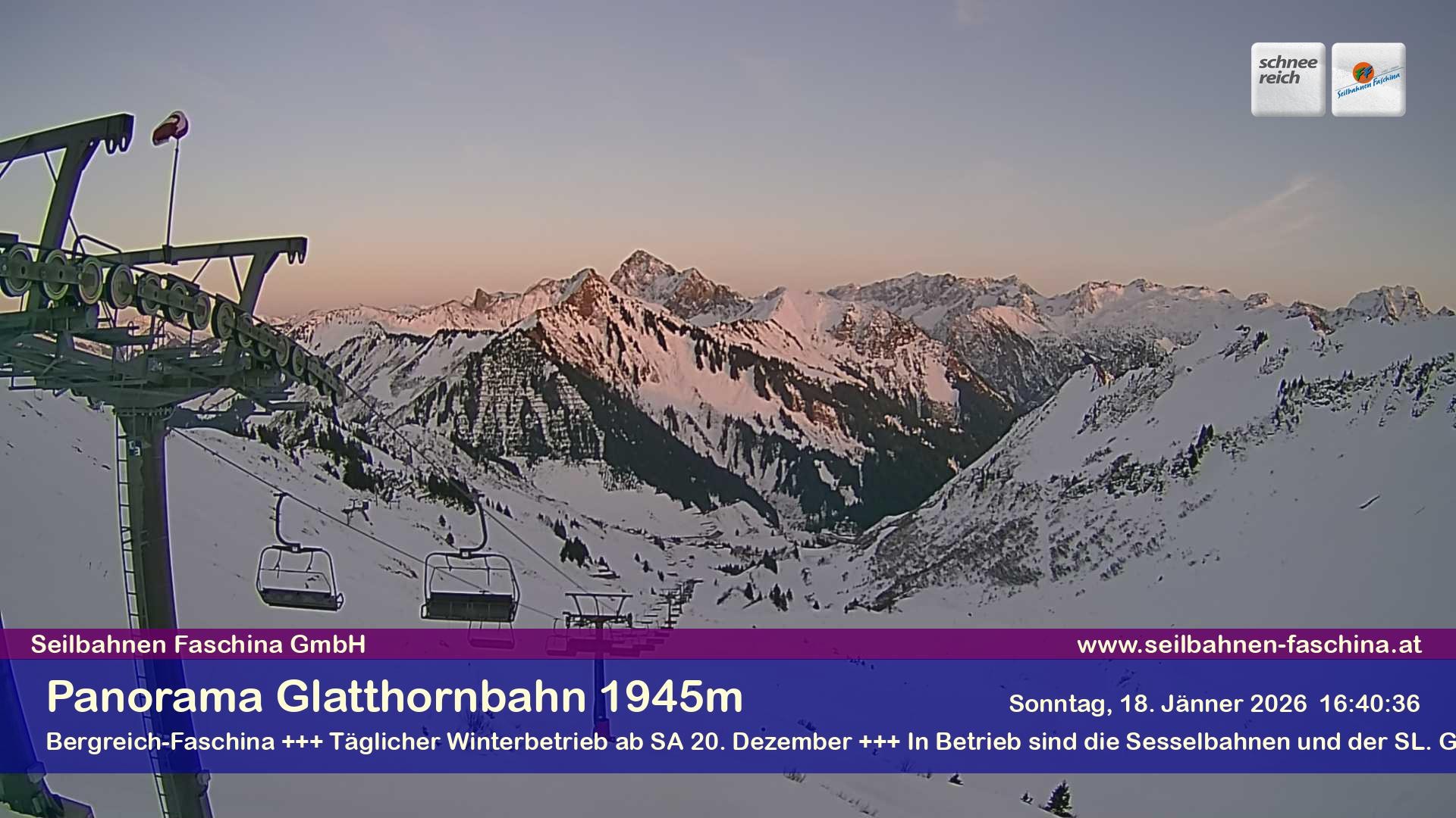 Archiv Foto Webcam Panoramablick von der Glatthornbahn