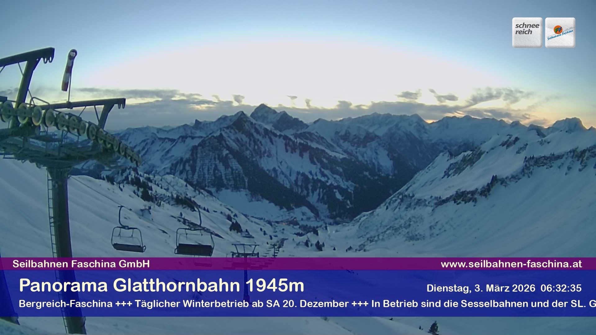 Archiv Foto Webcam Panoramablick von der Glatthornbahn