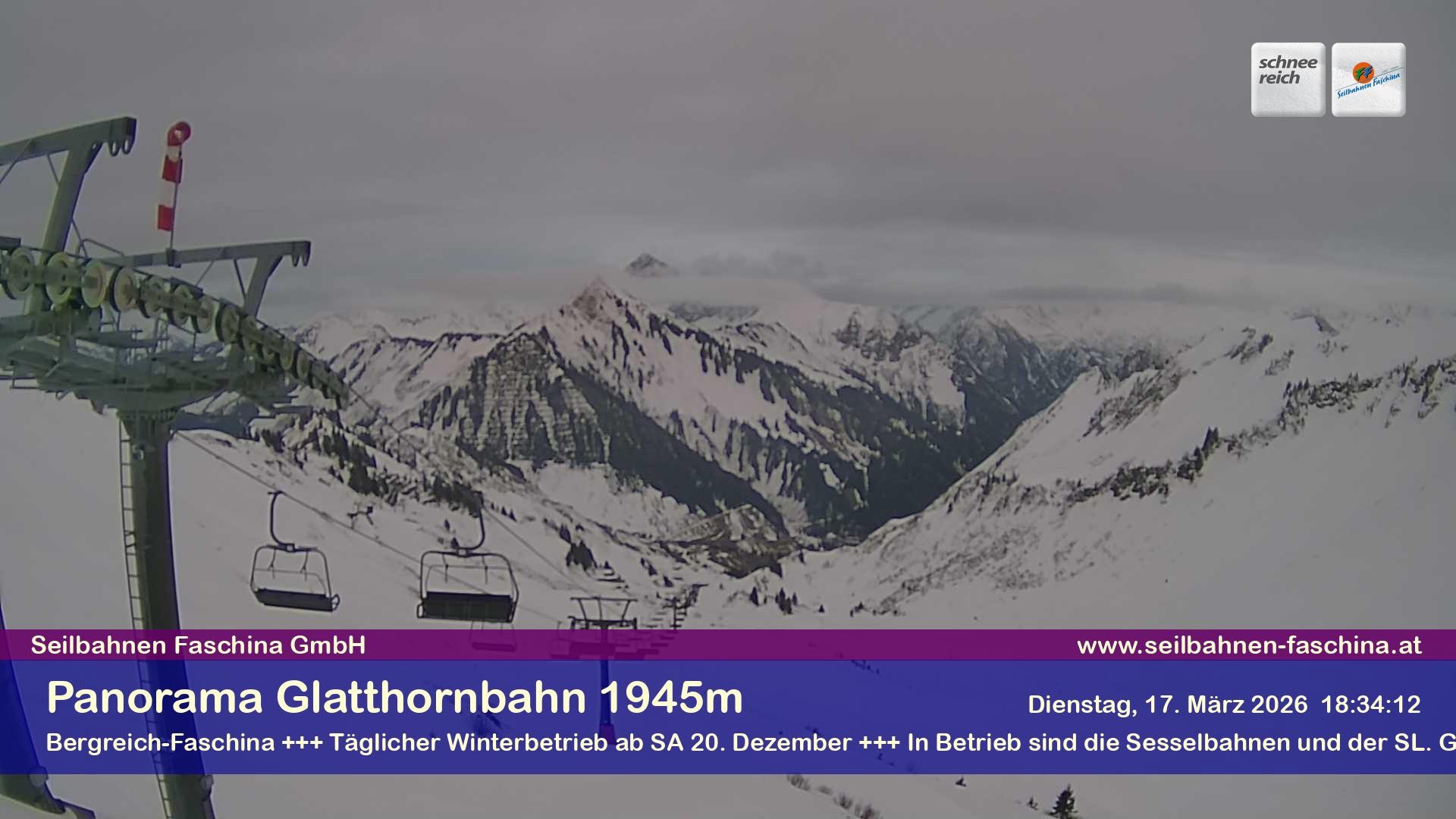 Archiv Foto Webcam Panoramablick von der Glatthornbahn