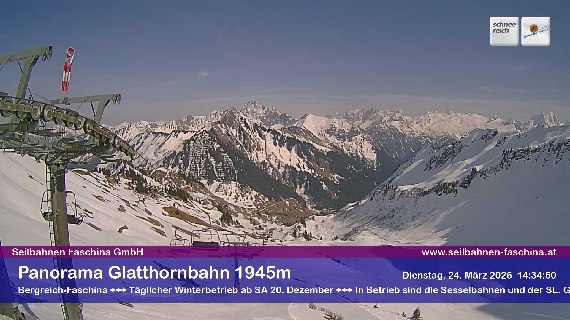 Archiv Foto Webcam Panoramablick von der Glatthornbahn