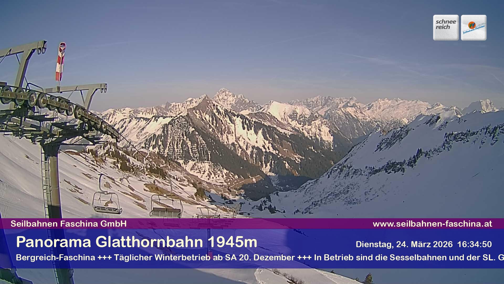 Archiv Foto Webcam Panoramablick von der Glatthornbahn