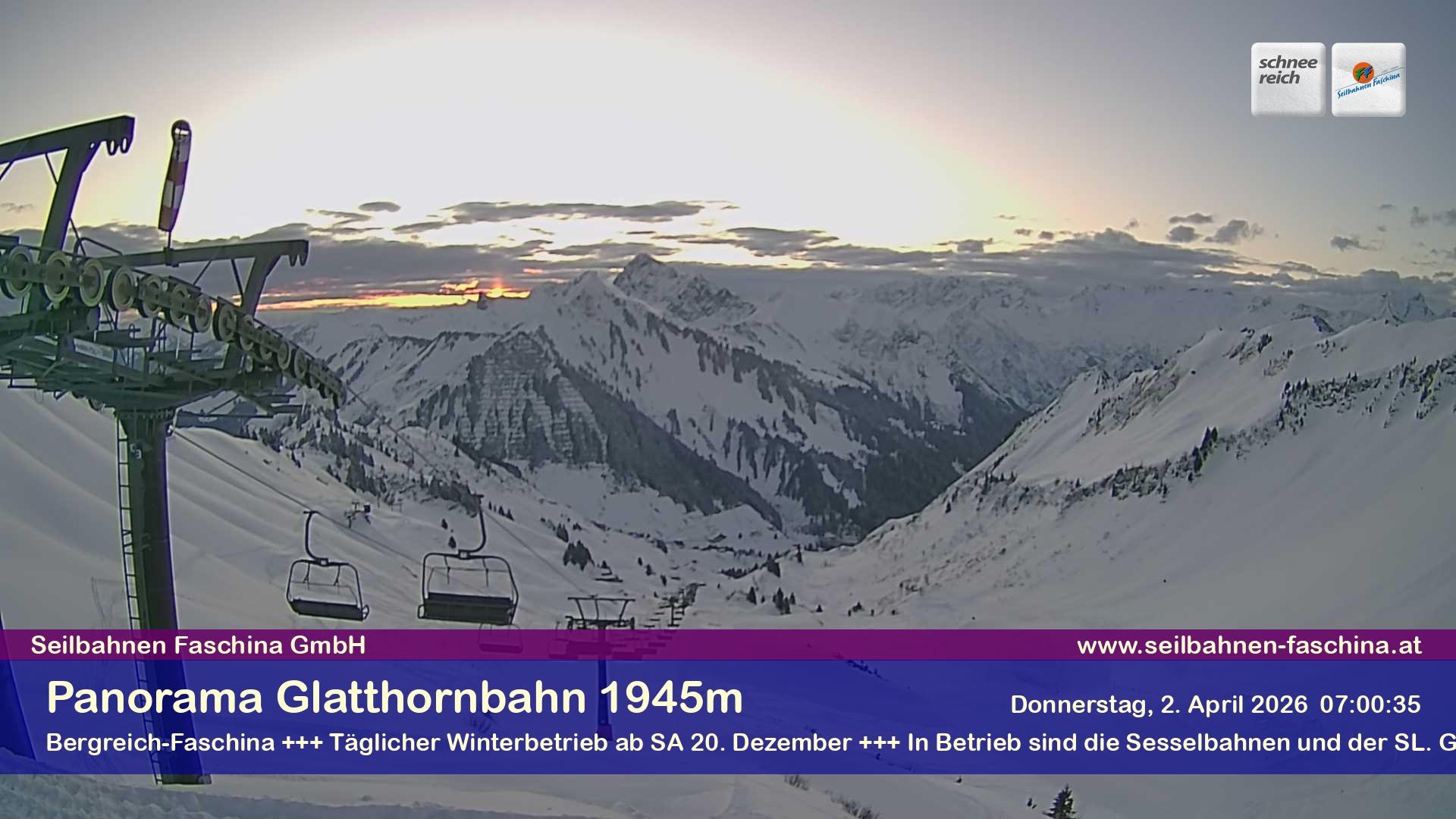 Archiv Foto Webcam Panoramablick von der Glatthornbahn