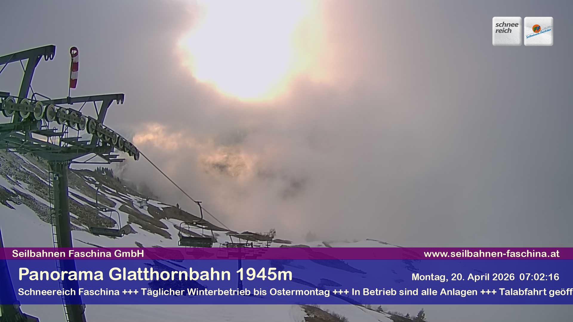 Archiv Foto Webcam Panoramablick von der Glatthornbahn