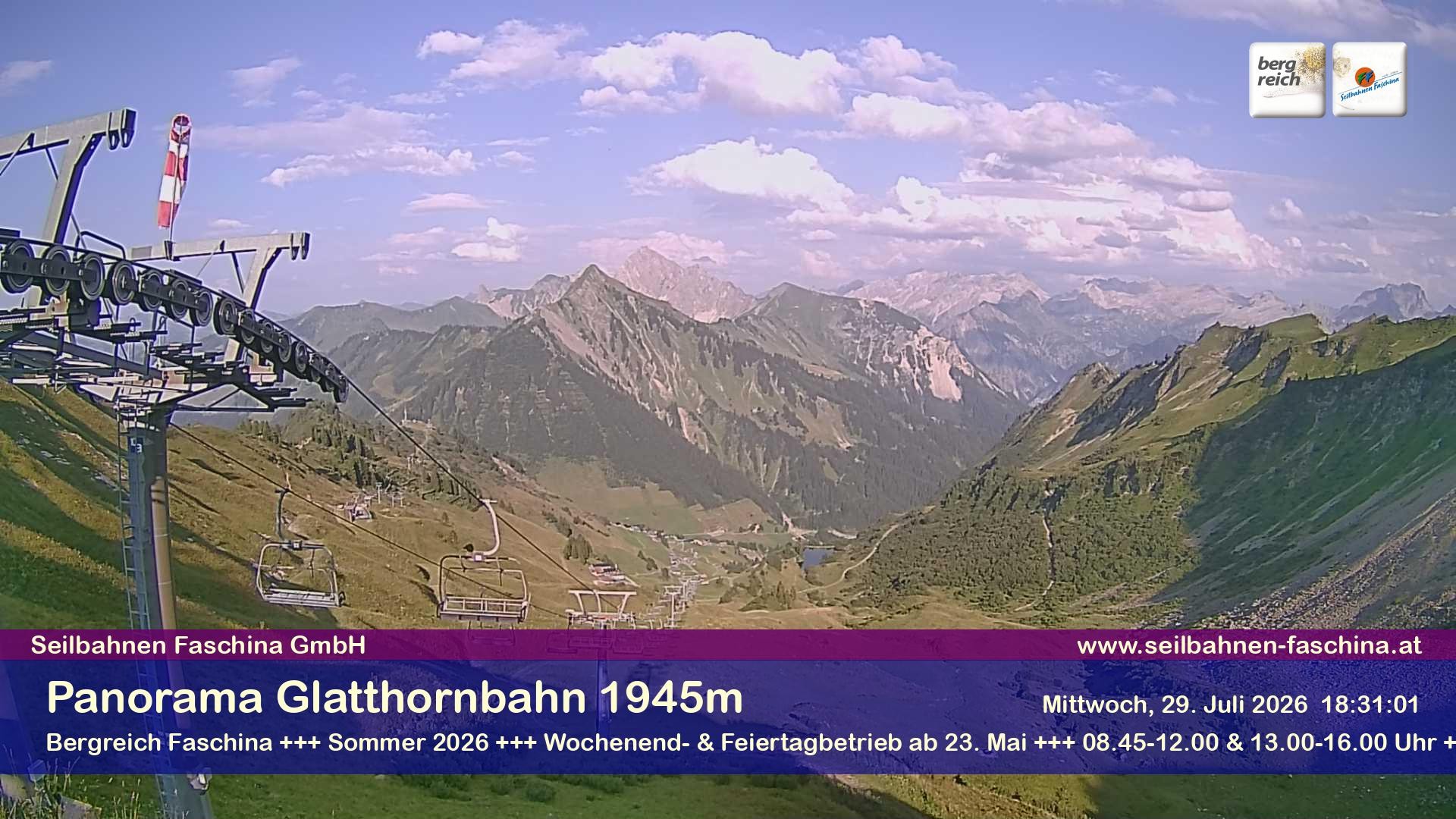 Archiv Foto Webcam Panoramablick von der Glatthornbahn